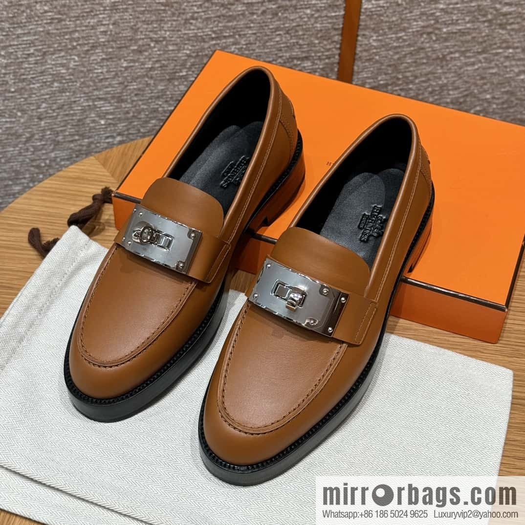 HERMES 101 Hot loafer, natural/Naturel calfskin/Calfskin