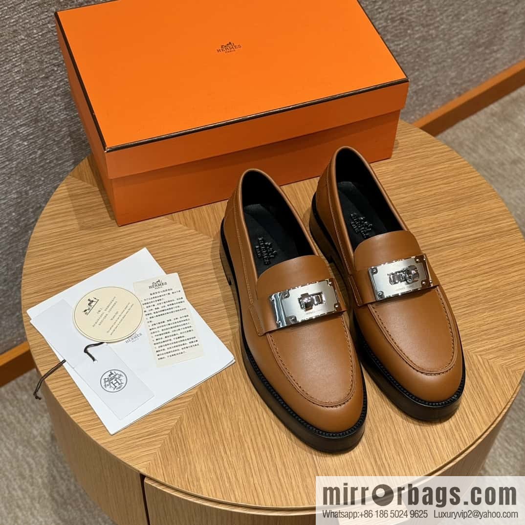 HERMES 101 Hot loafer, natural/Naturel calfskin/Calfskin