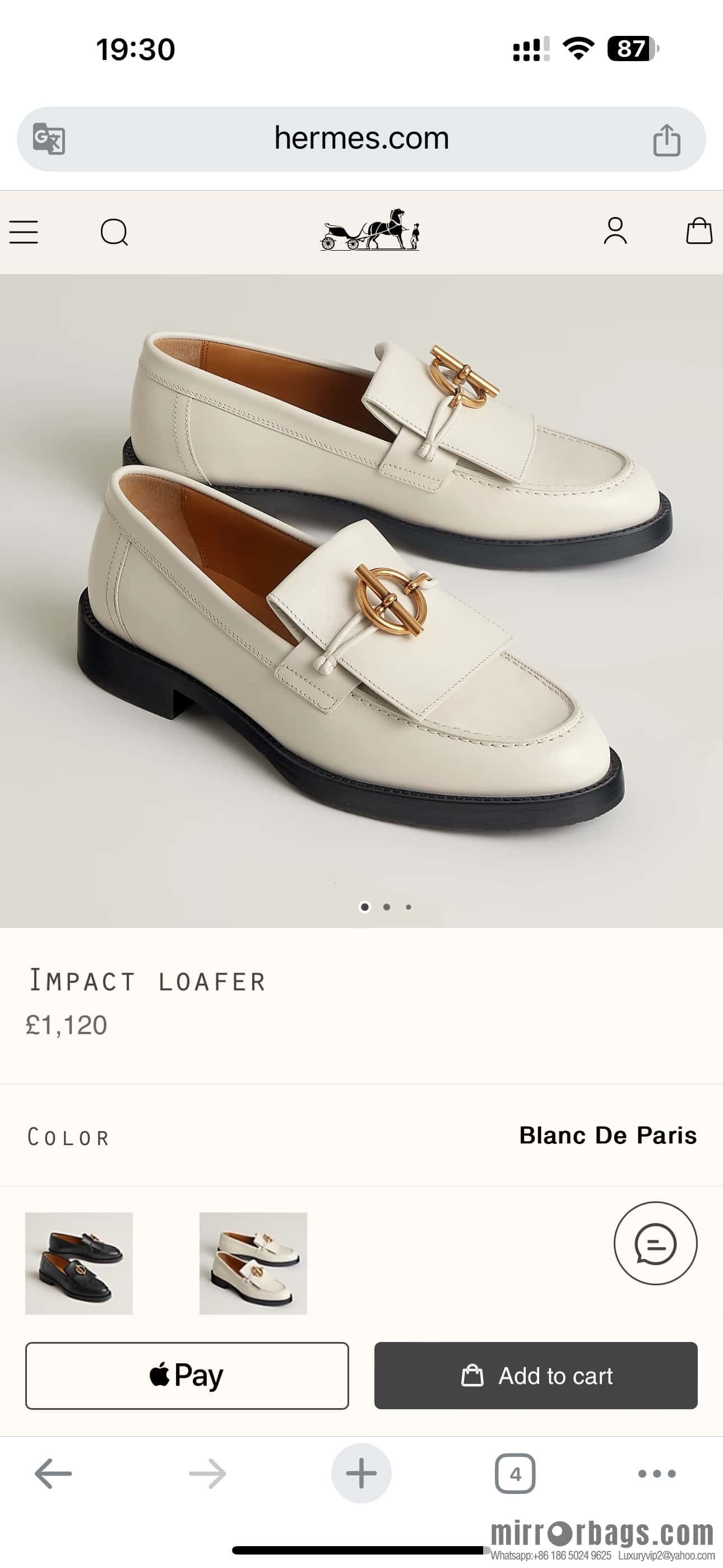 HERMES 108 lmpact loafer-loafers, Paris white/Blanc De Paris calfskin/calfskin