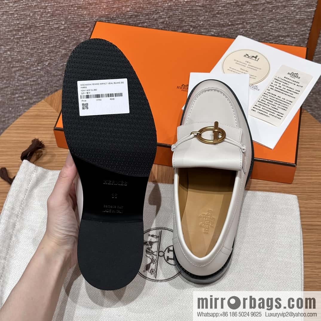 HERMES 108 lmpact loafer-loafers, Paris white/Blanc De Paris calfskin/calfskin