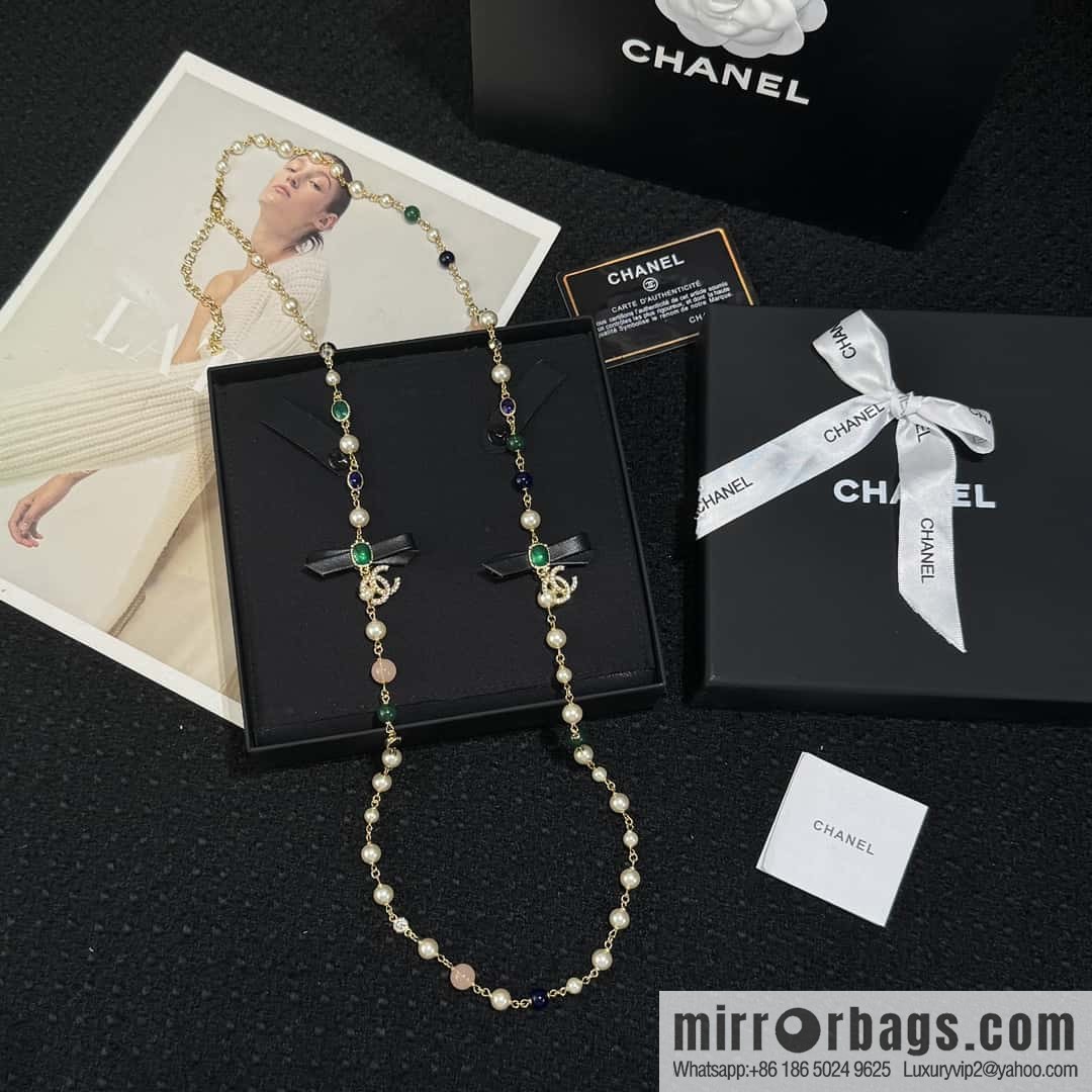 ❗️New ❗️☀️ New ☑️ Chanel Emerald Bow Long Necklace Sweater Chain ☀️