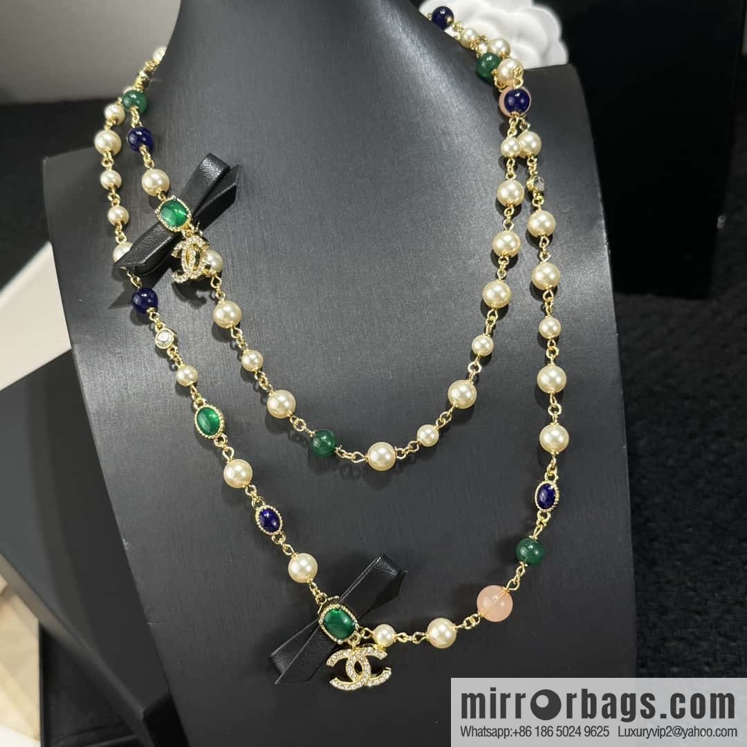 ❗️New ❗️☀️ New ☑️ Chanel Emerald Bow Long Necklace Sweater Chain ☀️