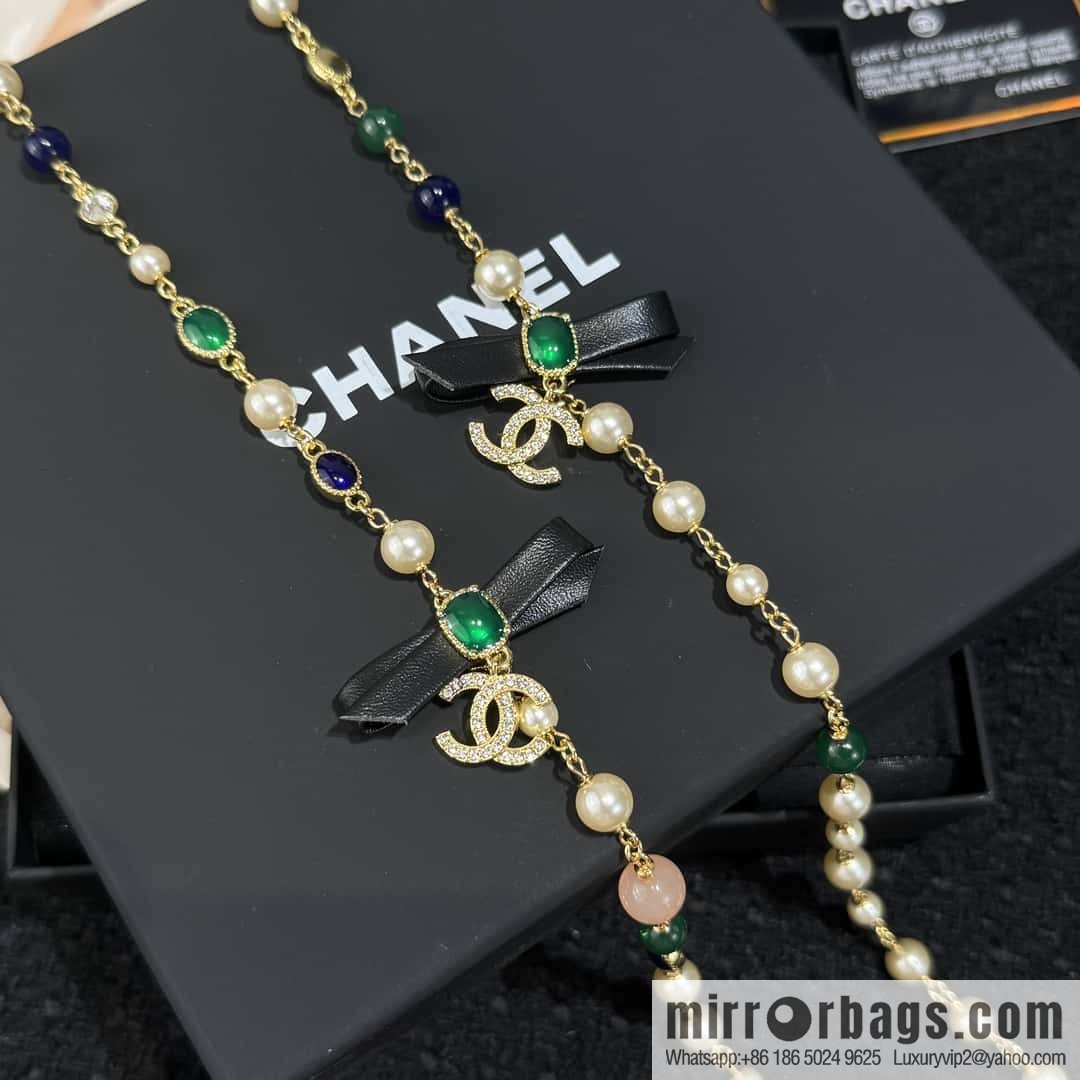 ❗️New ❗️☀️ New ☑️ Chanel Emerald Bow Long Necklace Sweater Chain ☀️