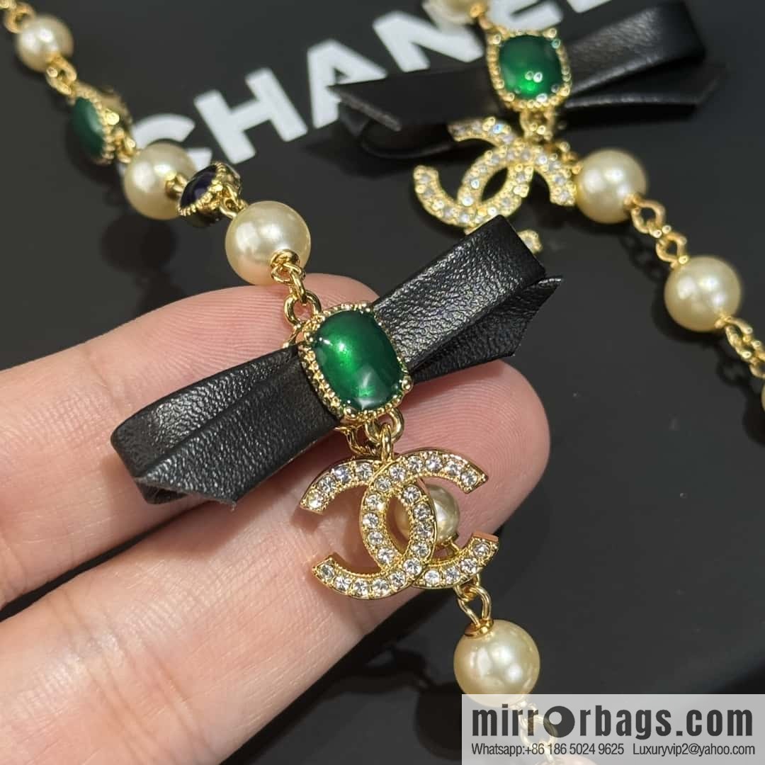 ❗️New ❗️☀️ New ☑️ Chanel Emerald Bow Long Necklace Sweater Chain ☀️