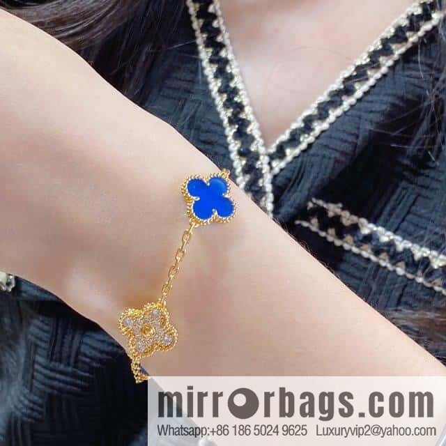 ❗️CNC Version ❗️ ☀️ ☀️ Van Cleef & Arpels Inter-Diamond Lazuli Four Leaf Clover Five Flower Bracelet ☀