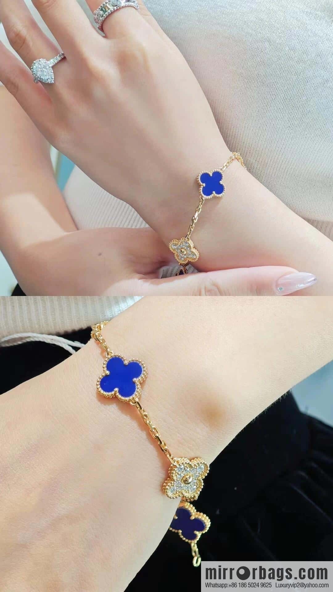 ❗️CNC Version ❗️ ☀️ ☀️ Van Cleef & Arpels Inter-Diamond Lazuli Four Leaf Clover Five Flower Bracelet ☀