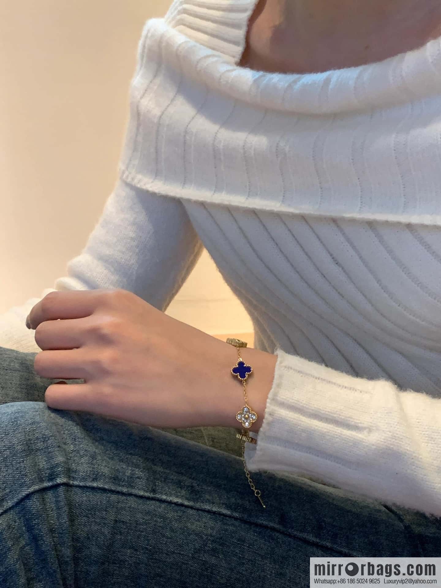 ❗️CNC Version ❗️ ☀️ ☀️ Van Cleef & Arpels Inter-Diamond Lazuli Four Leaf Clover Five Flower Bracelet ☀
