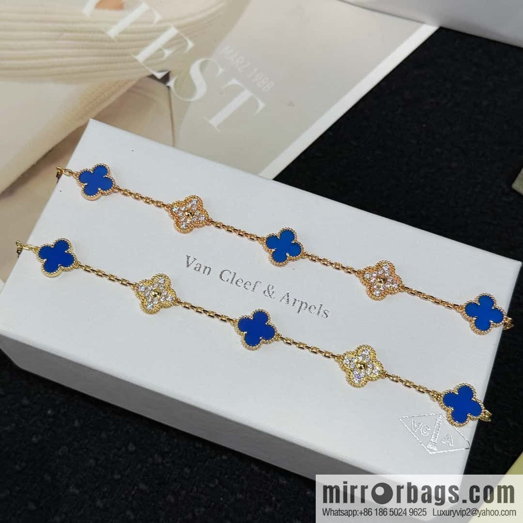 ❗️CNC Version ❗️ ☀️ ☀️ Van Cleef & Arpels Inter-Diamond Lazuli Four Leaf Clover Five Flower Bracelet ☀
