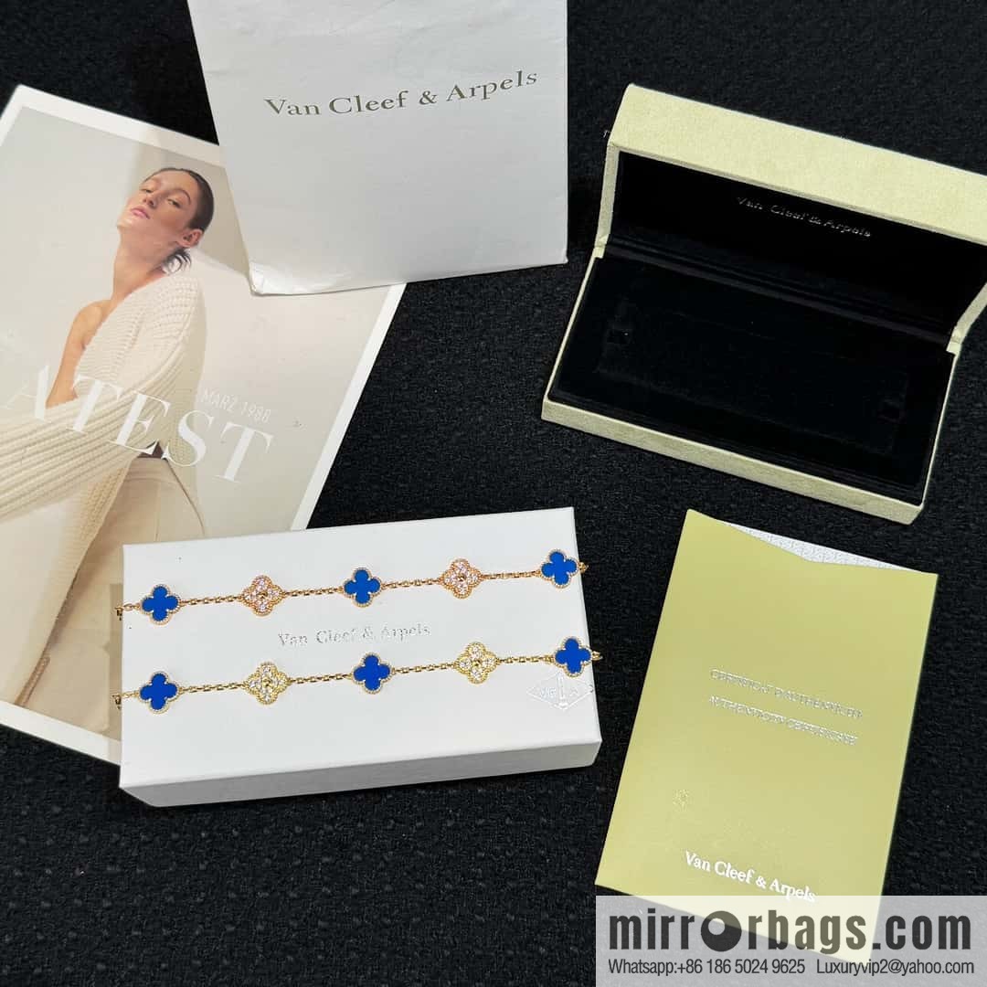 ❗️CNC Version ❗️ ☀️ ☀️ Van Cleef & Arpels Inter-Diamond Lazuli Four Leaf Clover Five Flower Bracelet ☀