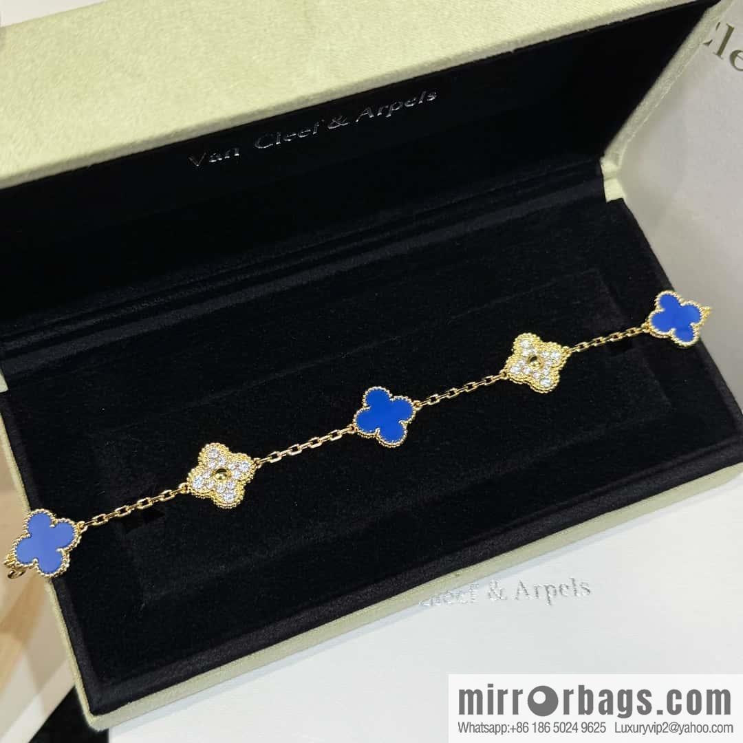 ❗️CNC Version ❗️ ☀️ ☀️ Van Cleef & Arpels Inter-Diamond Lazuli Four Leaf Clover Five Flower Bracelet ☀