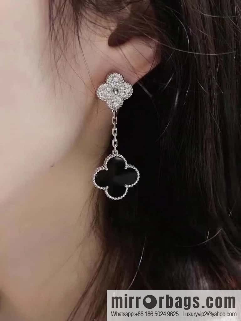 ❗️CNC Version ❗️ ☀️ Van Cleef & Arpels Black Agate Clover Earrings Earrings ☀
