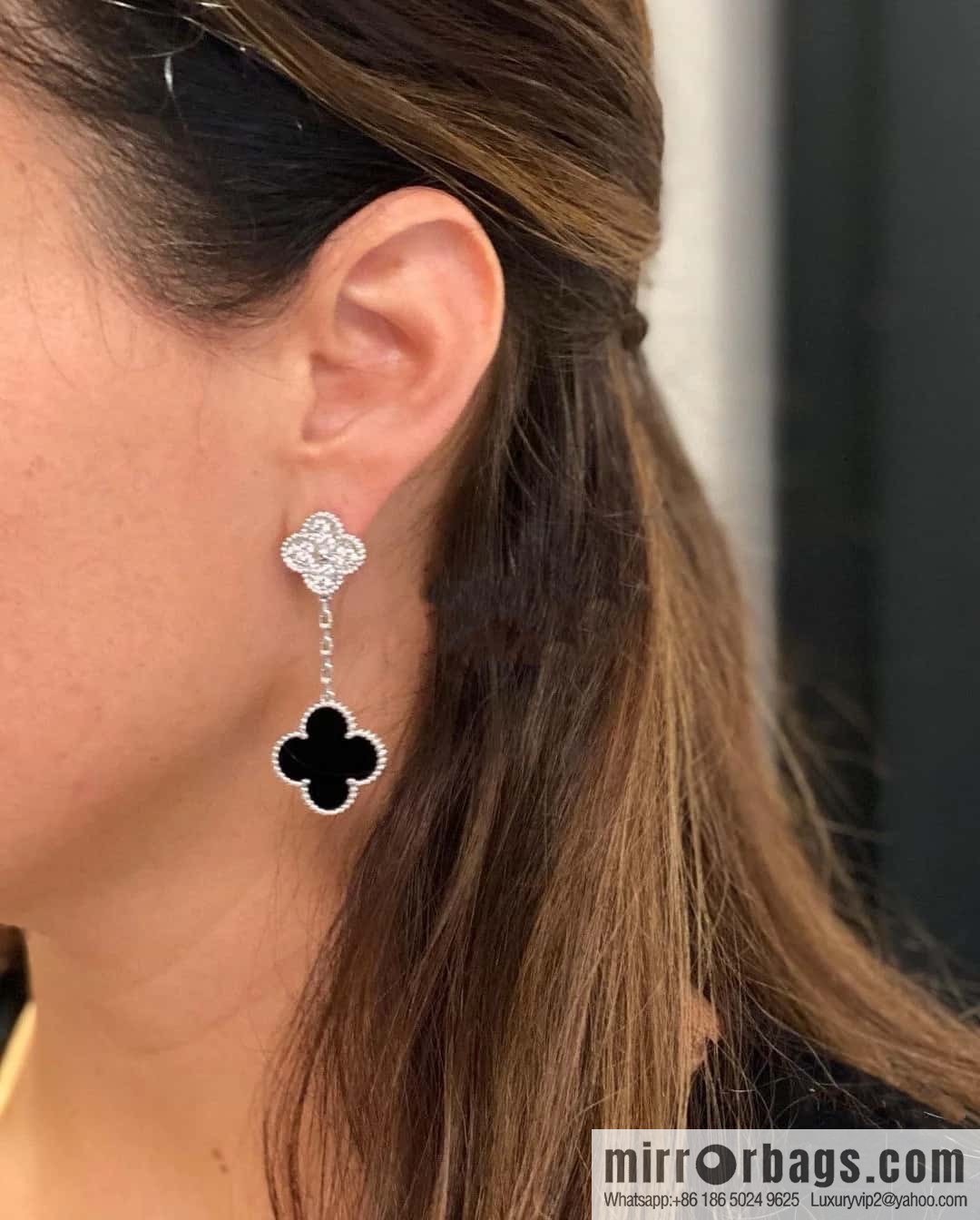 ❗️CNC Version ❗️ ☀️ Van Cleef & Arpels Black Agate Clover Earrings Earrings ☀
