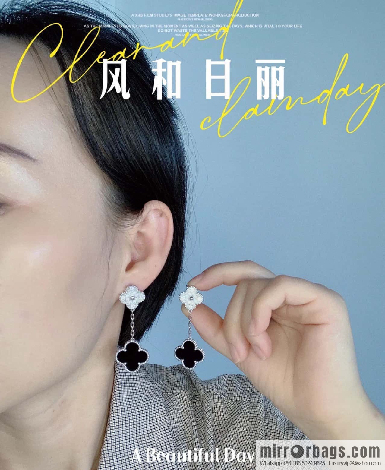 ❗️CNC Version ❗️ ☀️ Van Cleef & Arpels Black Agate Clover Earrings Earrings ☀