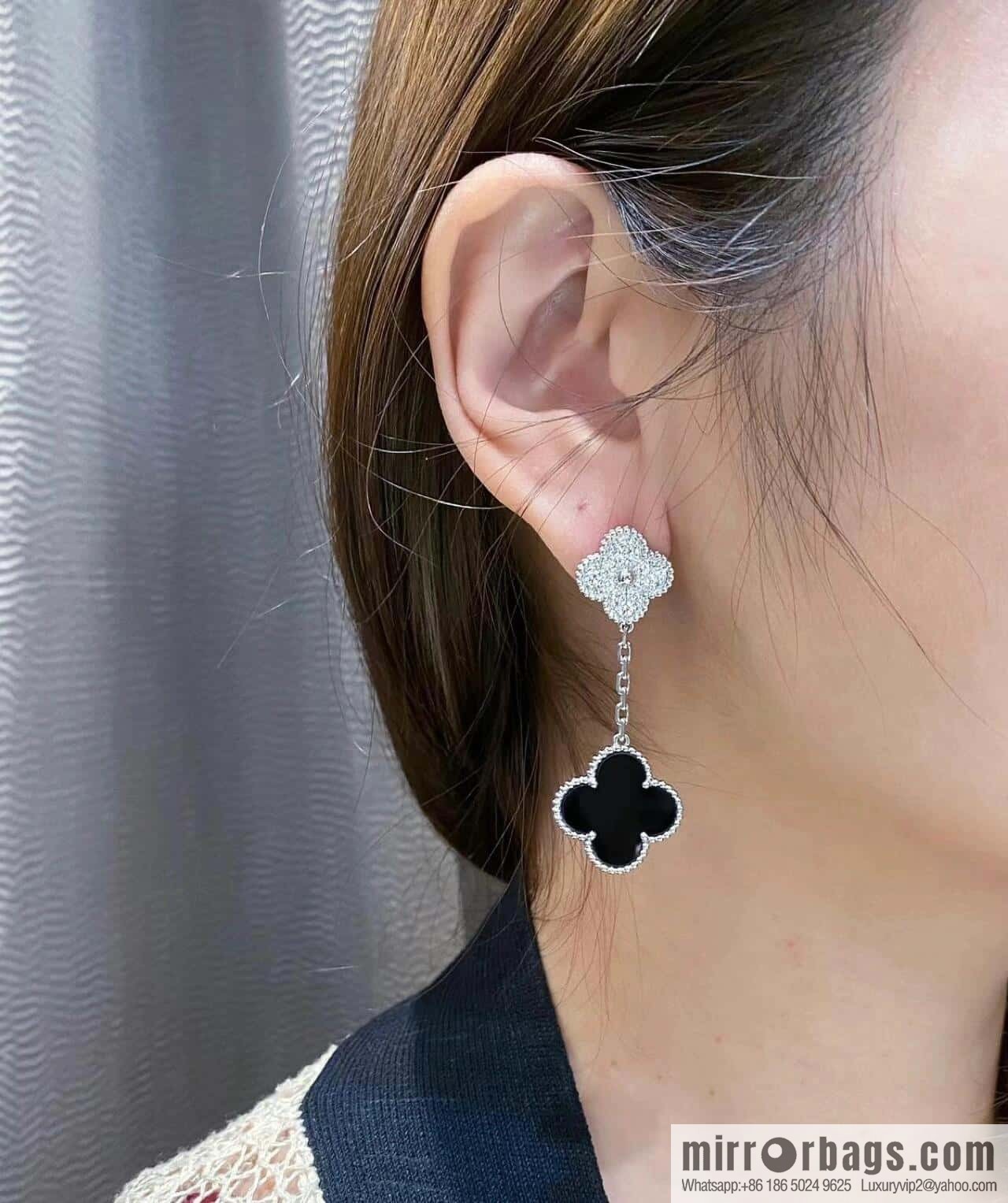 ❗️CNC Version ❗️ ☀️ Van Cleef & Arpels Black Agate Clover Earrings Earrings ☀