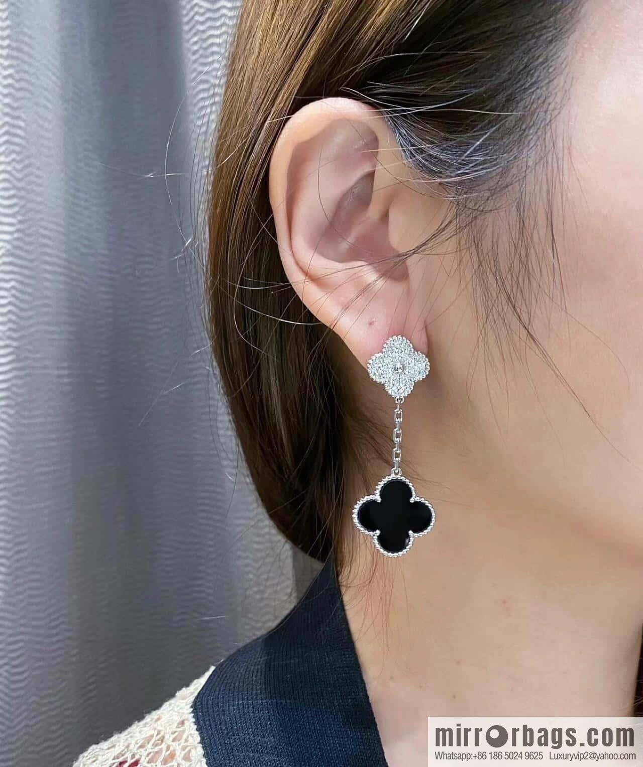 ❗️CNC Version ❗️ ☀️ Van Cleef & Arpels Black Agate Clover Earrings Earrings ☀