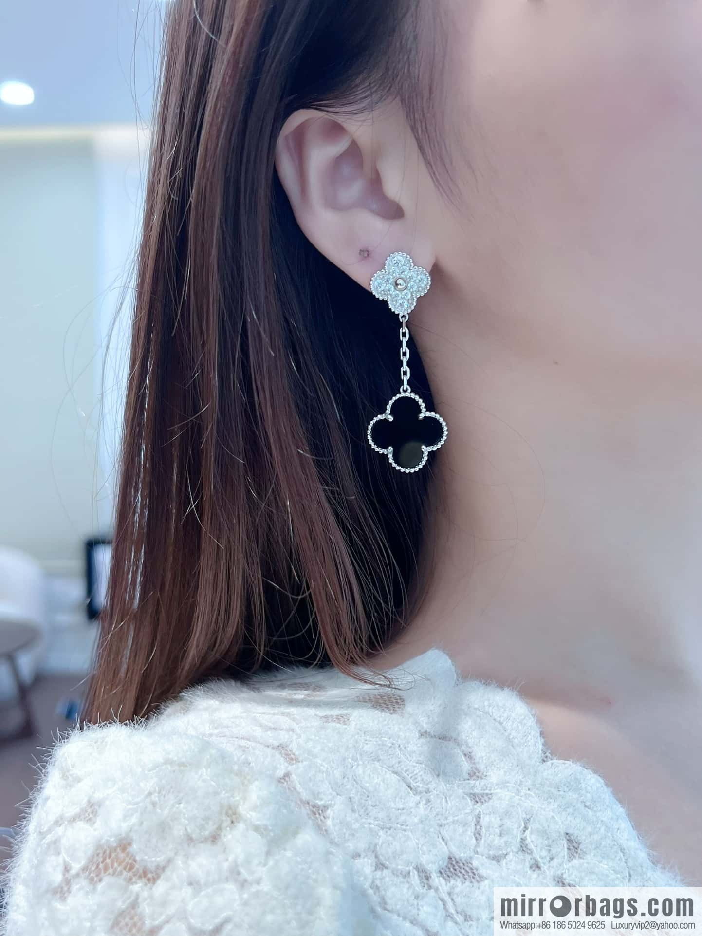 ❗️CNC Version ❗️ ☀️ Van Cleef & Arpels Black Agate Clover Earrings Earrings ☀