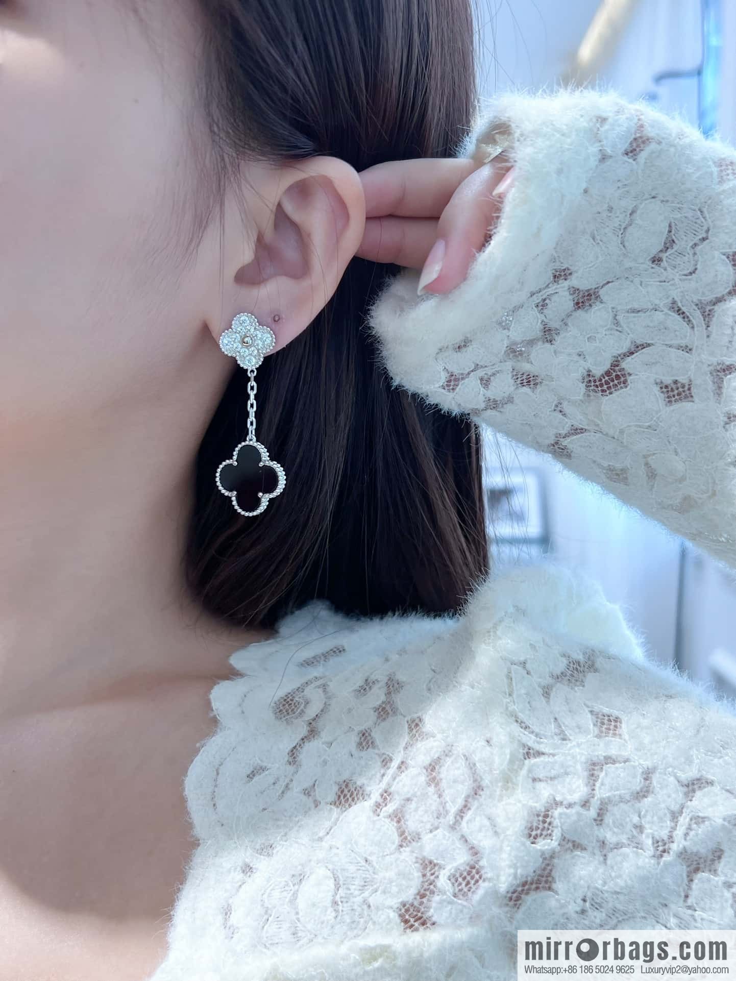 ❗️CNC Version ❗️ ☀️ Van Cleef & Arpels Black Agate Clover Earrings Earrings ☀