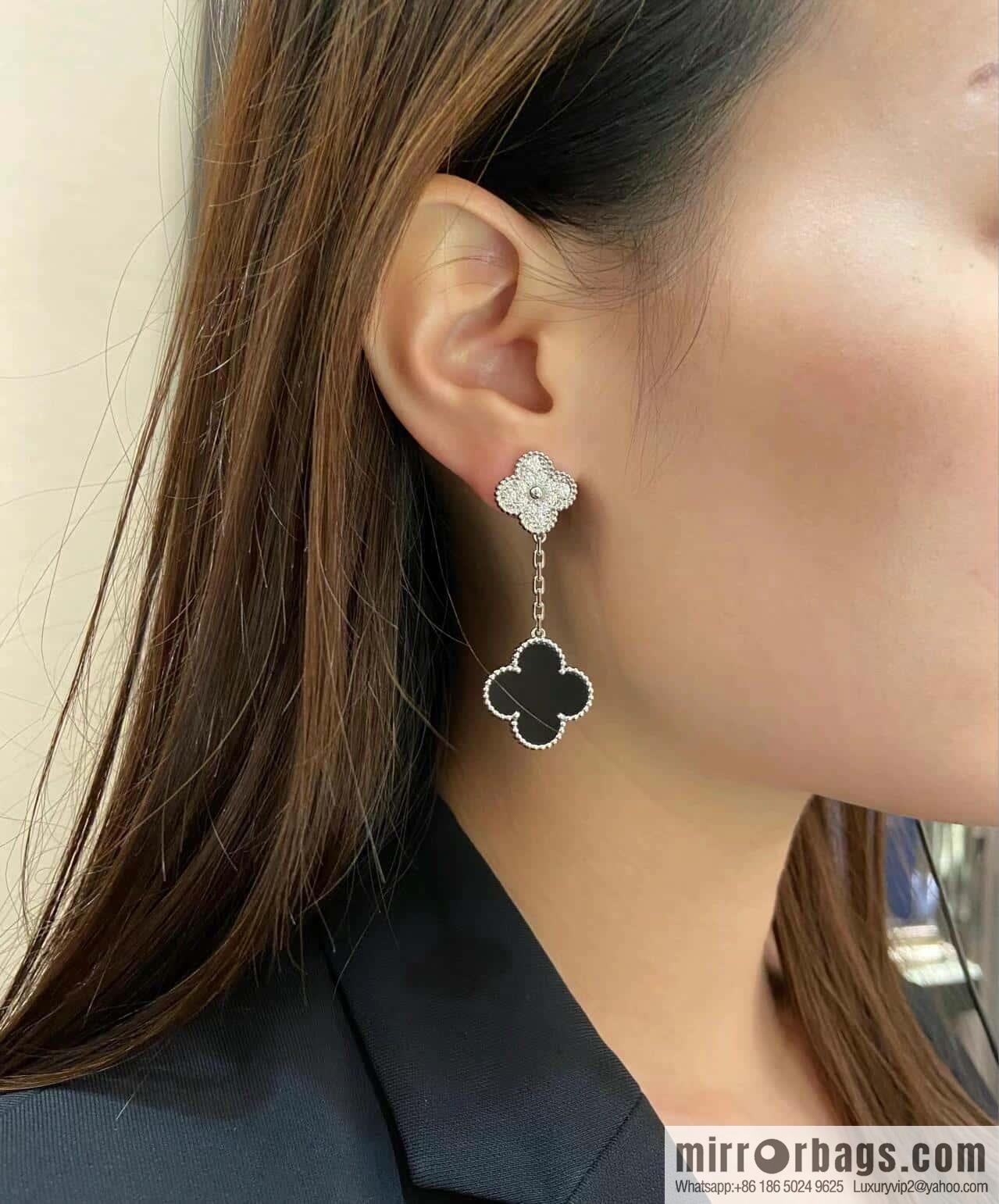 ❗️CNC Version ❗️ ☀️ Van Cleef & Arpels Black Agate Clover Earrings Earrings ☀