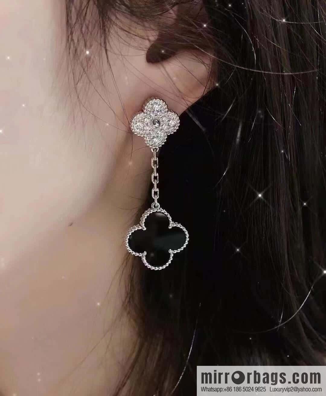 ❗️CNC Version ❗️ ☀️ Van Cleef & Arpels Black Agate Clover Earrings Earrings ☀