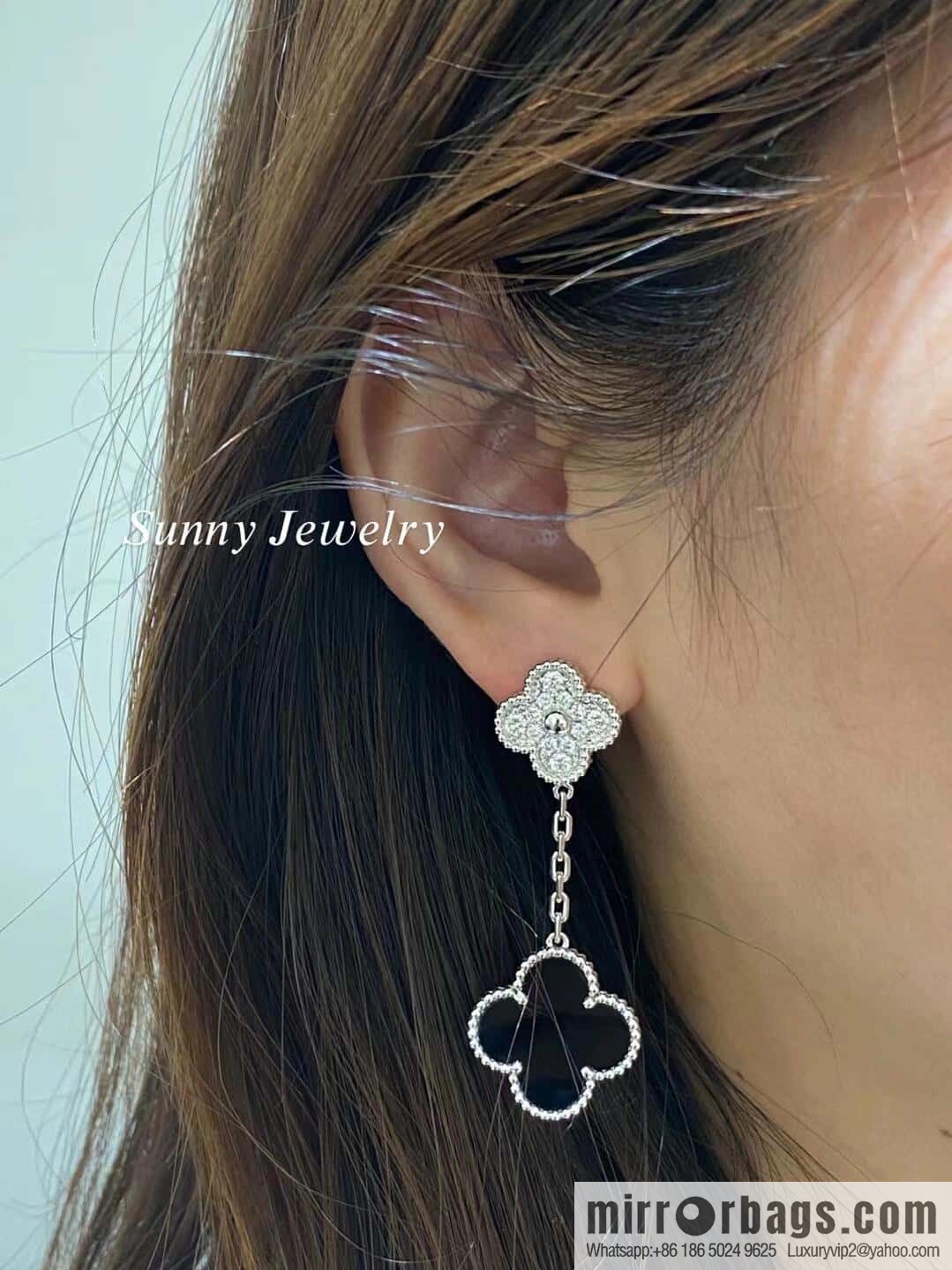 ❗️CNC Version ❗️ ☀️ Van Cleef & Arpels Black Agate Clover Earrings Earrings ☀