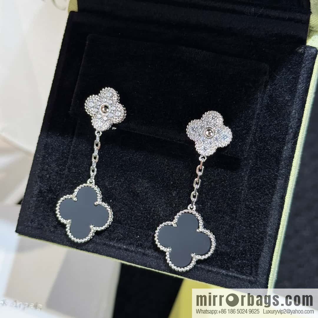 ❗️CNC Version ❗️ ☀️ Van Cleef & Arpels Black Agate Clover Earrings Earrings ☀