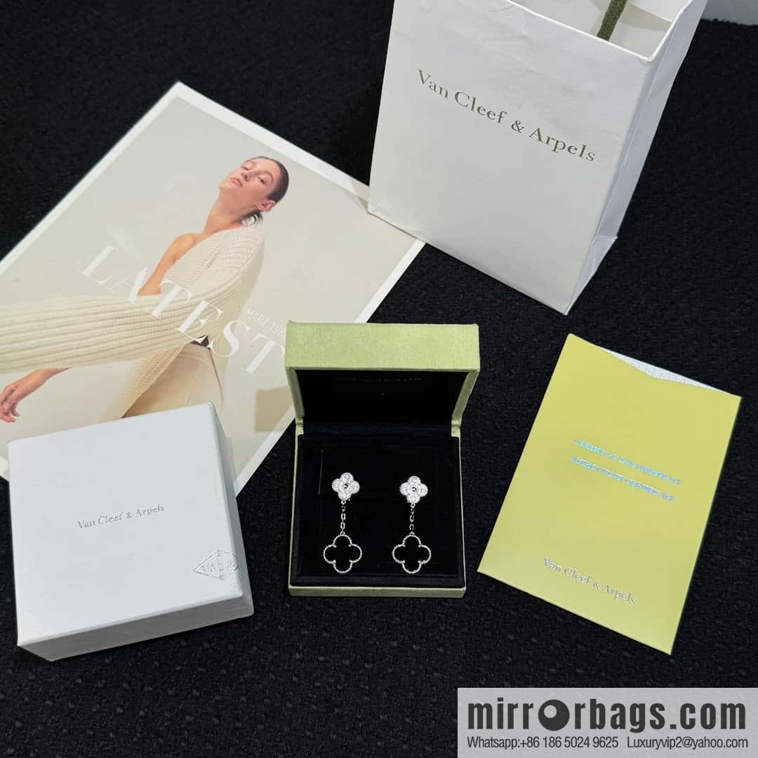❗️CNC Version ❗️ ☀️ Van Cleef & Arpels Black Agate Clover Earrings Earrings ☀