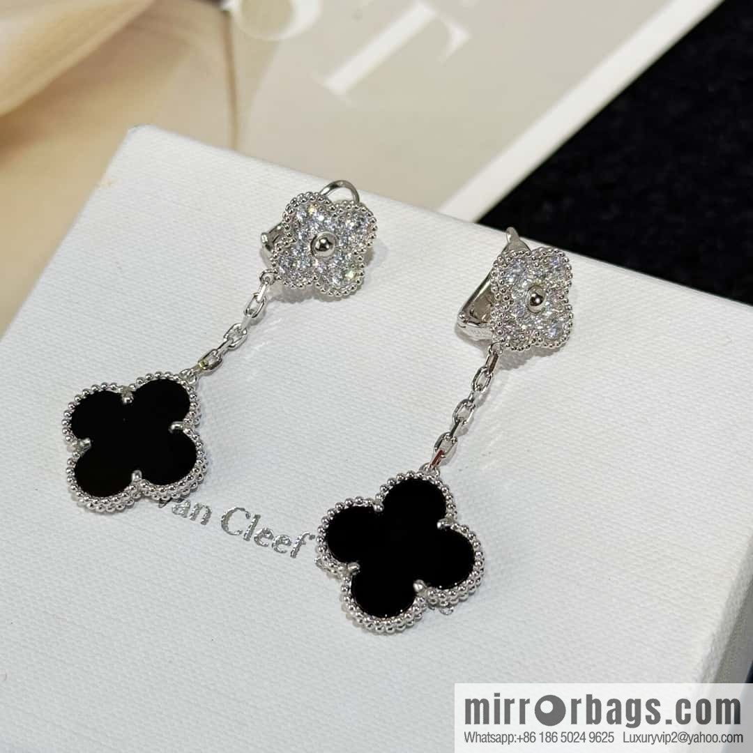 ❗️CNC Version ❗️ ☀️ Van Cleef & Arpels Black Agate Clover Earrings Earrings ☀