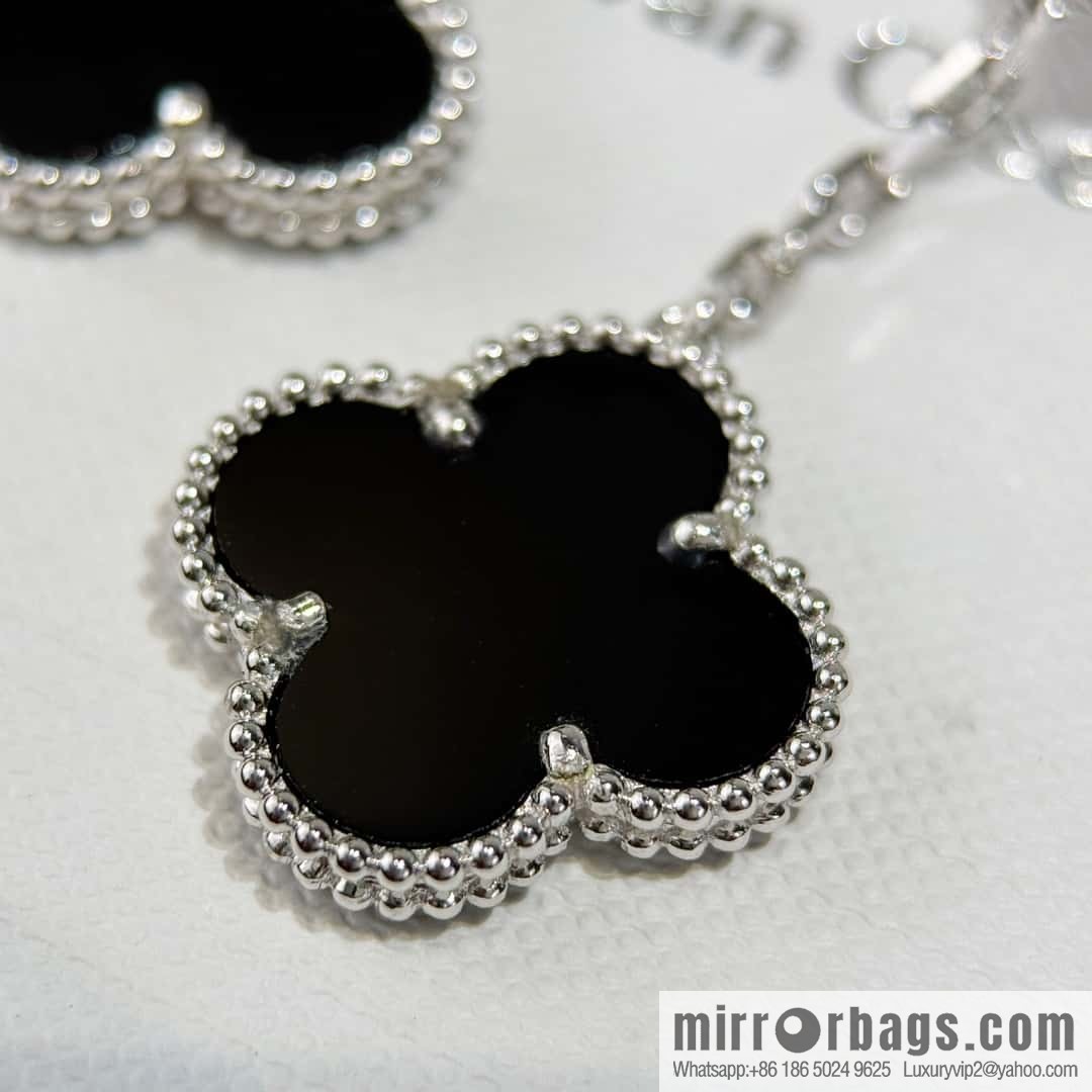 ❗️CNC Version ❗️ ☀️ Van Cleef & Arpels Black Agate Clover Earrings Earrings ☀