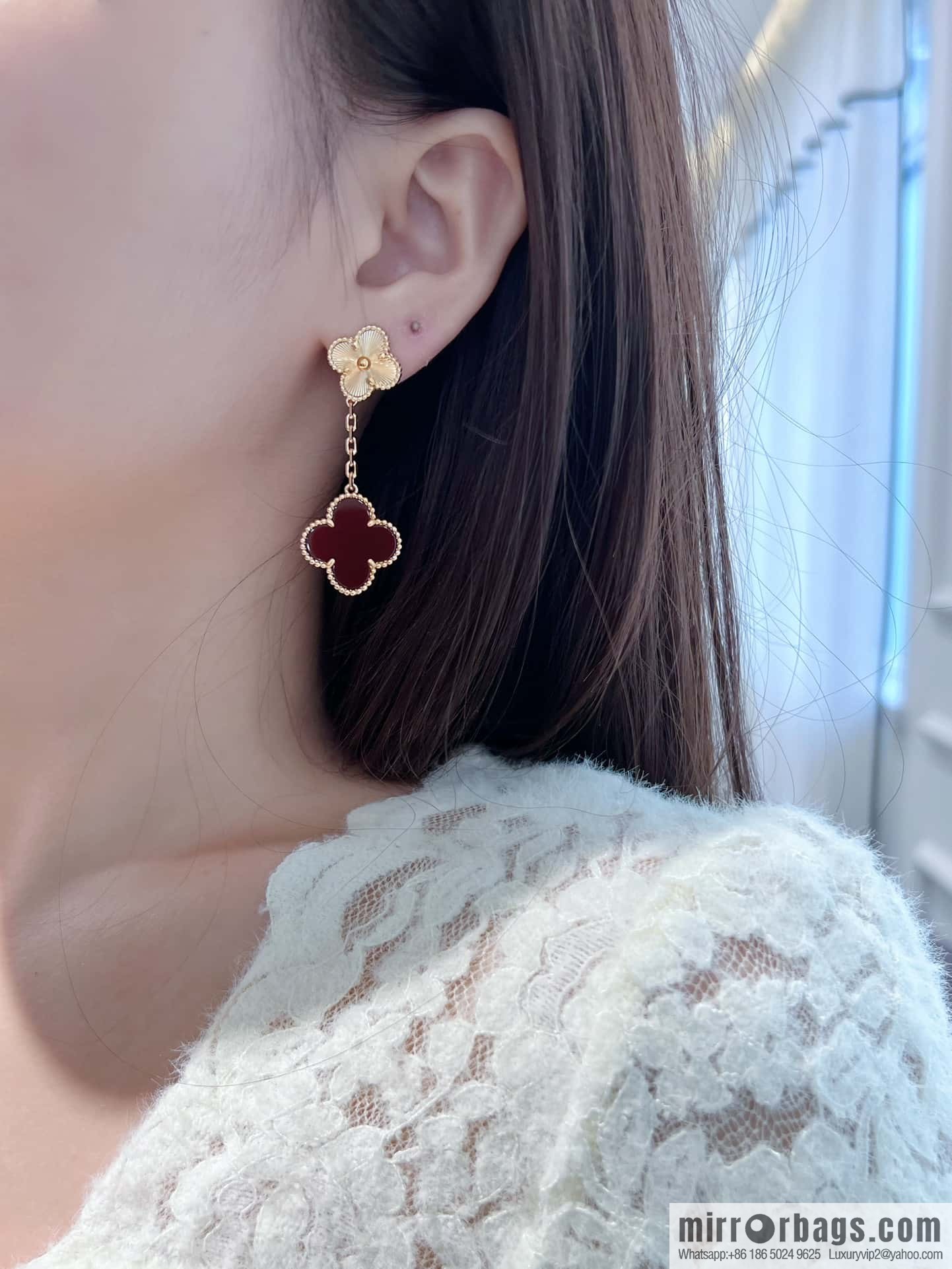❗️CNC version ❗️ ☀️ Van Cleef & Arpels agate laser engraved four-leaf clover earrings ☀