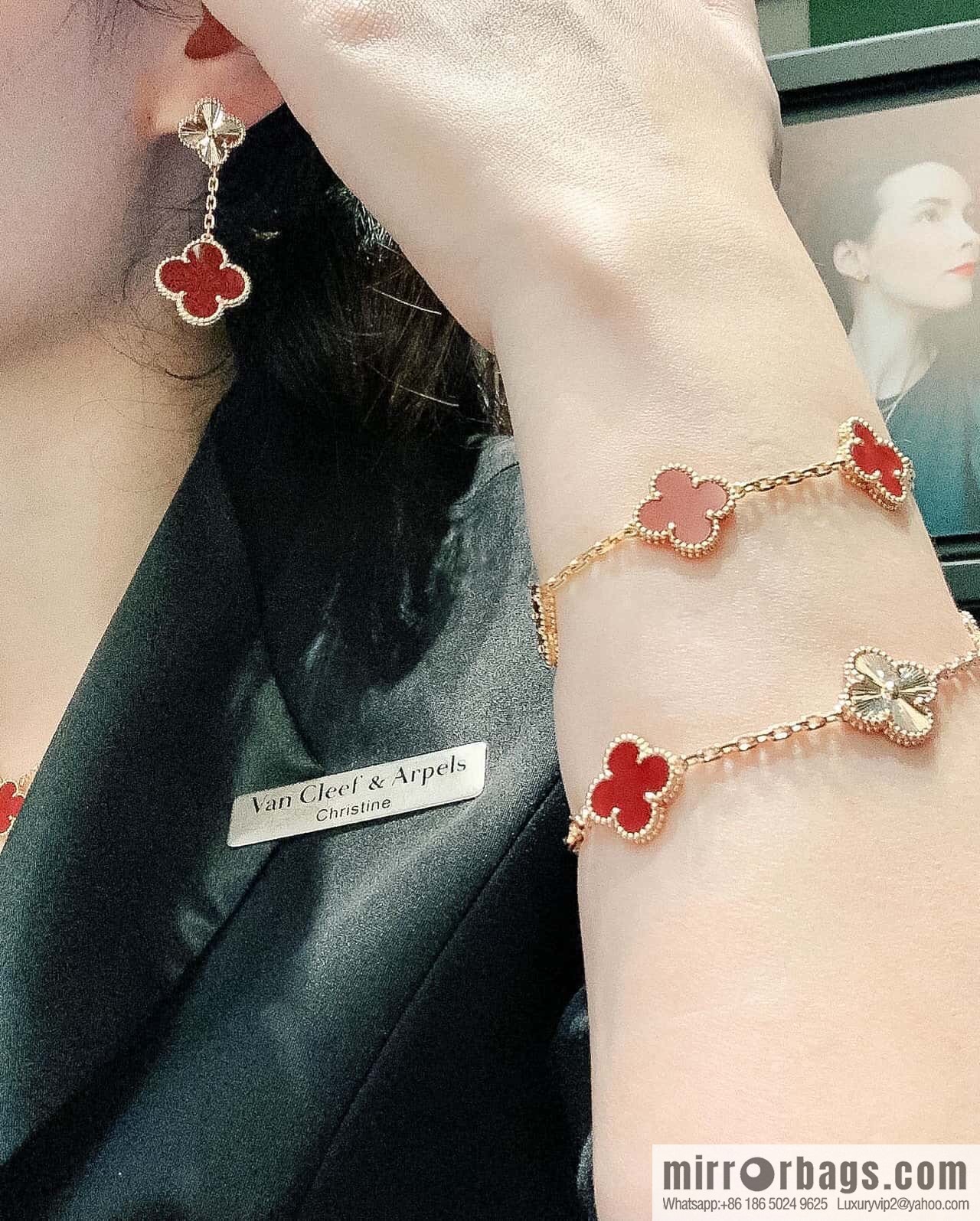 ❗️CNC version ❗️ ☀️ Van Cleef & Arpels agate laser engraved four-leaf clover earrings ☀