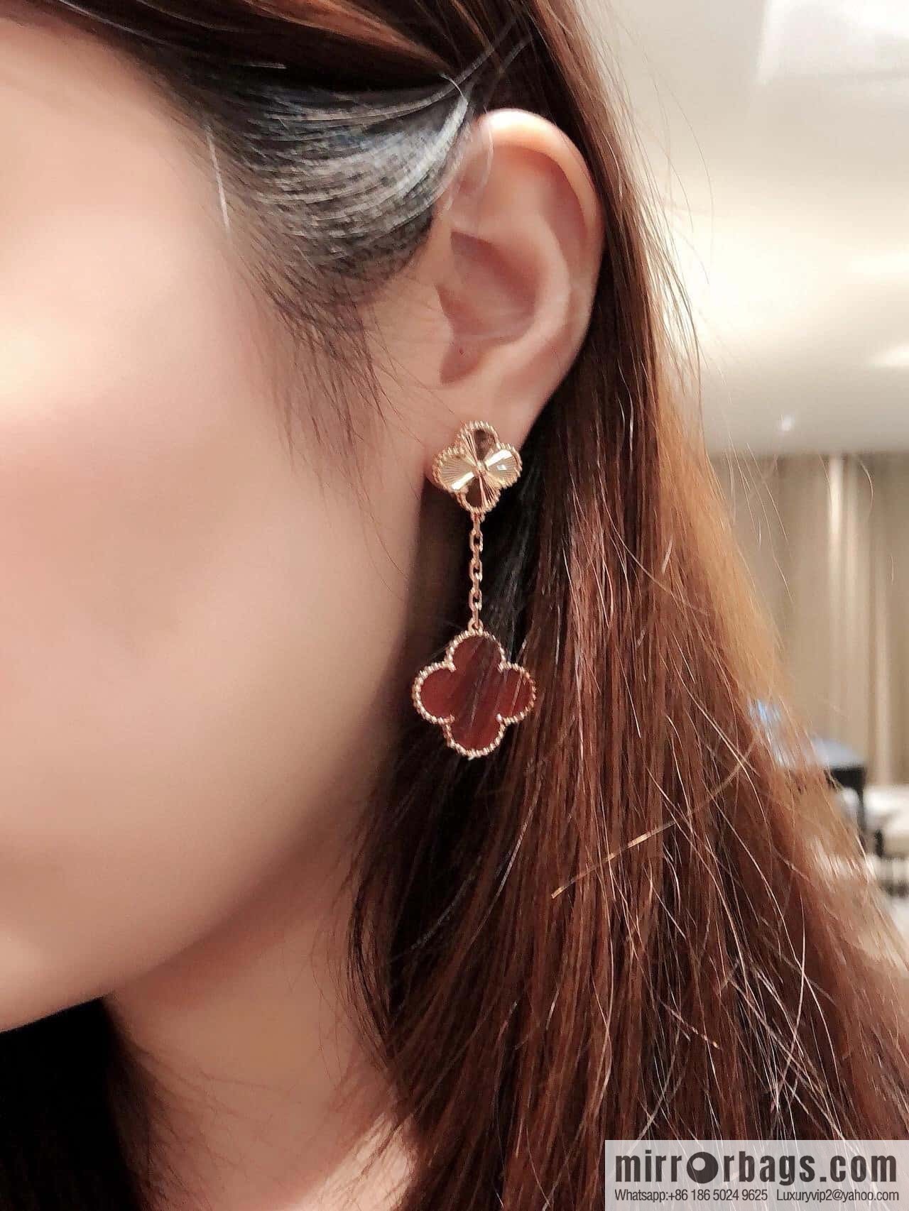 ❗️CNC version ❗️ ☀️ Van Cleef & Arpels agate laser engraved four-leaf clover earrings ☀