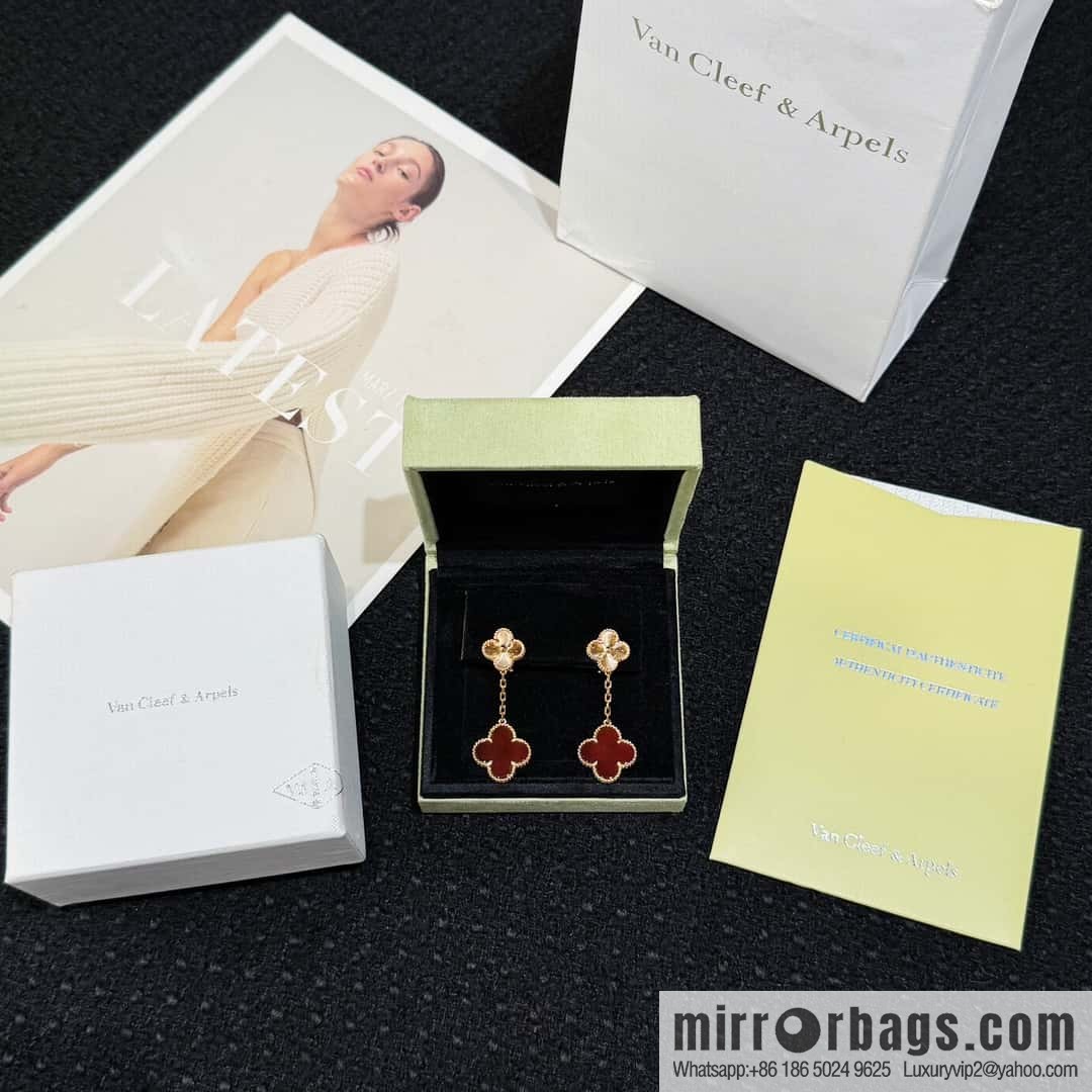 ❗️CNC version ❗️ ☀️ Van Cleef & Arpels agate laser engraved four-leaf clover earrings ☀