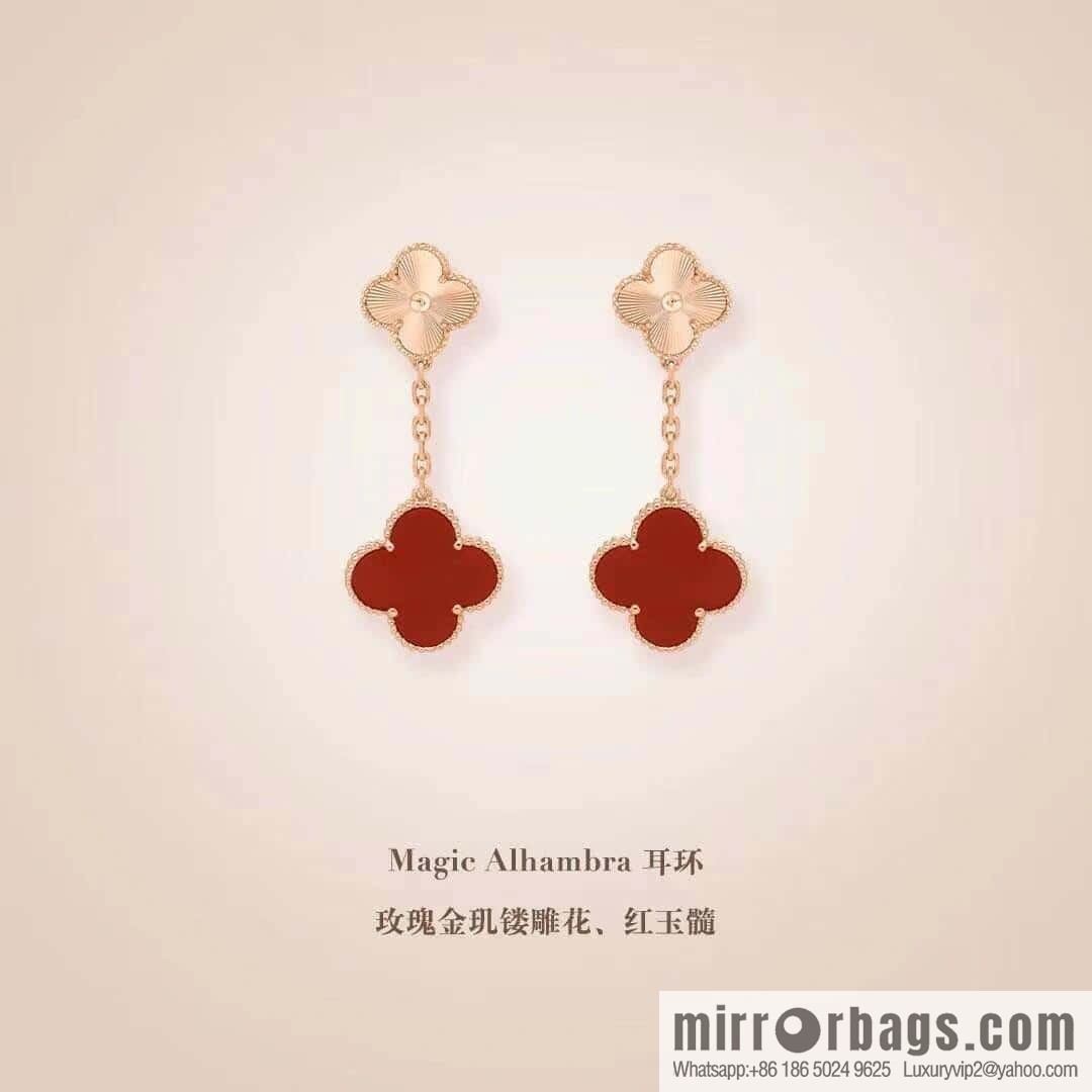 ❗️CNC version ❗️ ☀️ Van Cleef & Arpels agate laser engraved four-leaf clover earrings ☀