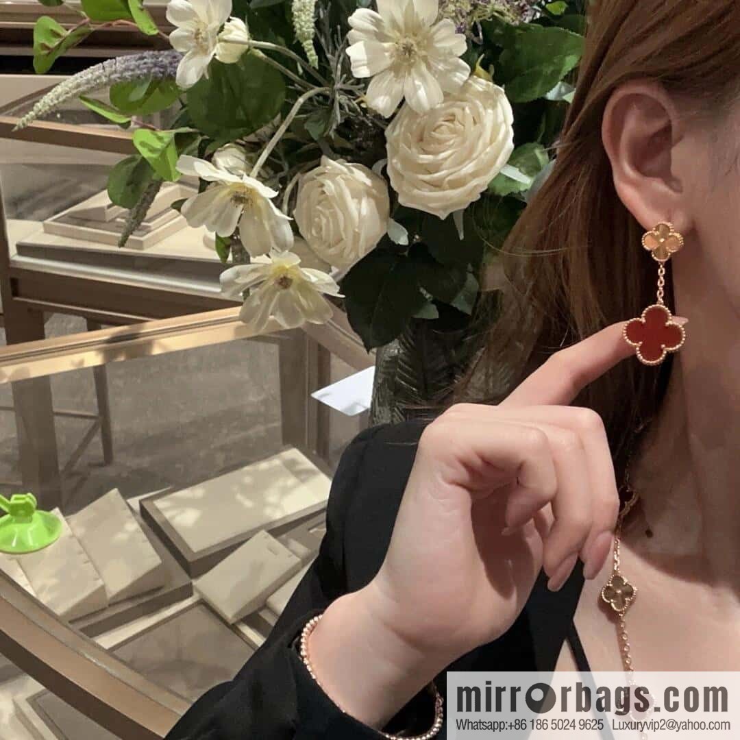 ❗️CNC version ❗️ ☀️ Van Cleef & Arpels agate laser engraved four-leaf clover earrings ☀