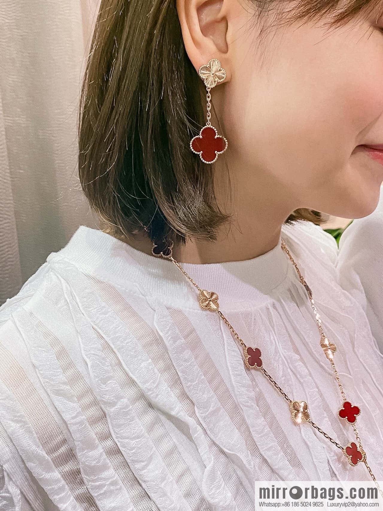 ❗️CNC version ❗️ ☀️ Van Cleef & Arpels agate laser engraved four-leaf clover earrings ☀