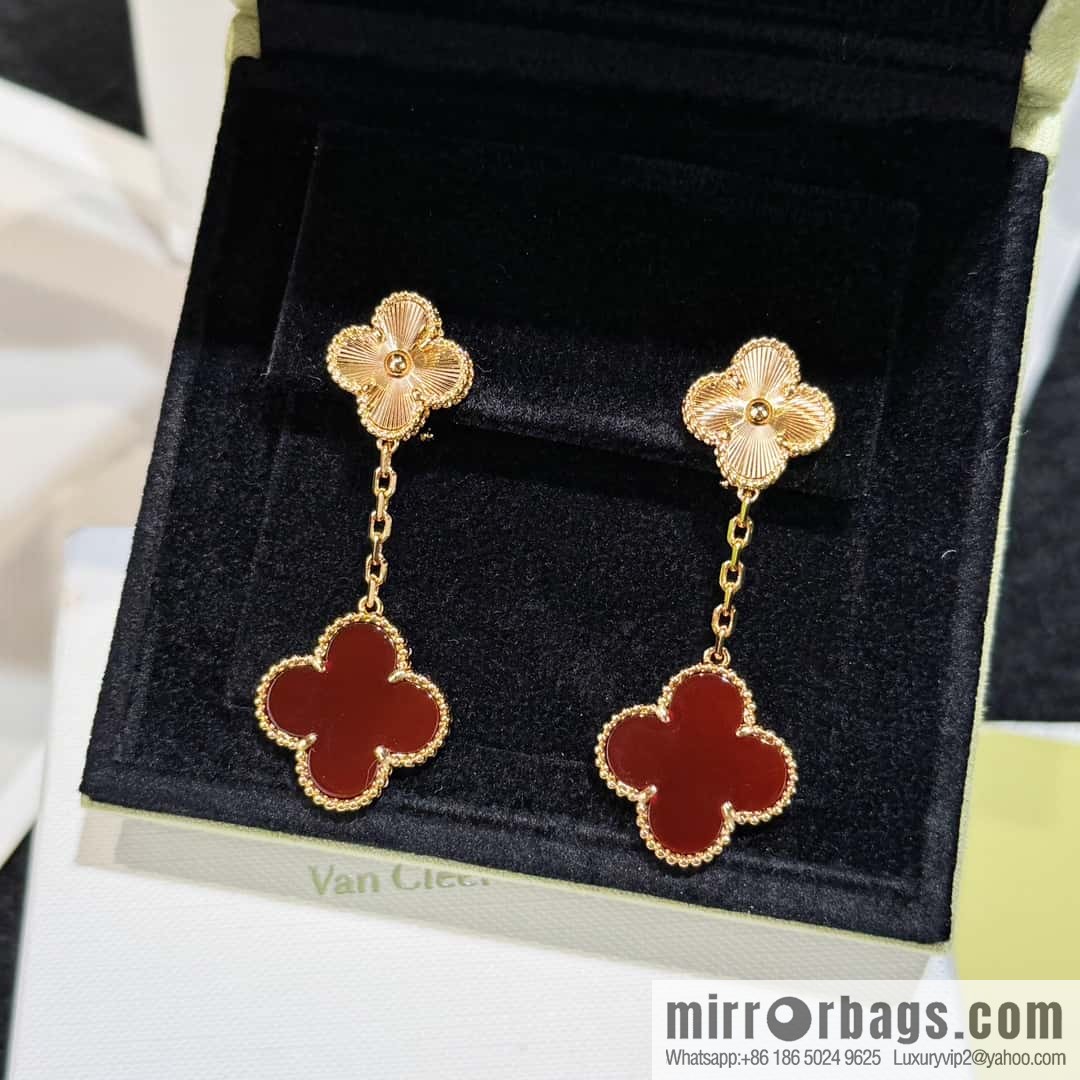❗️CNC version ❗️ ☀️ Van Cleef & Arpels agate laser engraved four-leaf clover earrings ☀