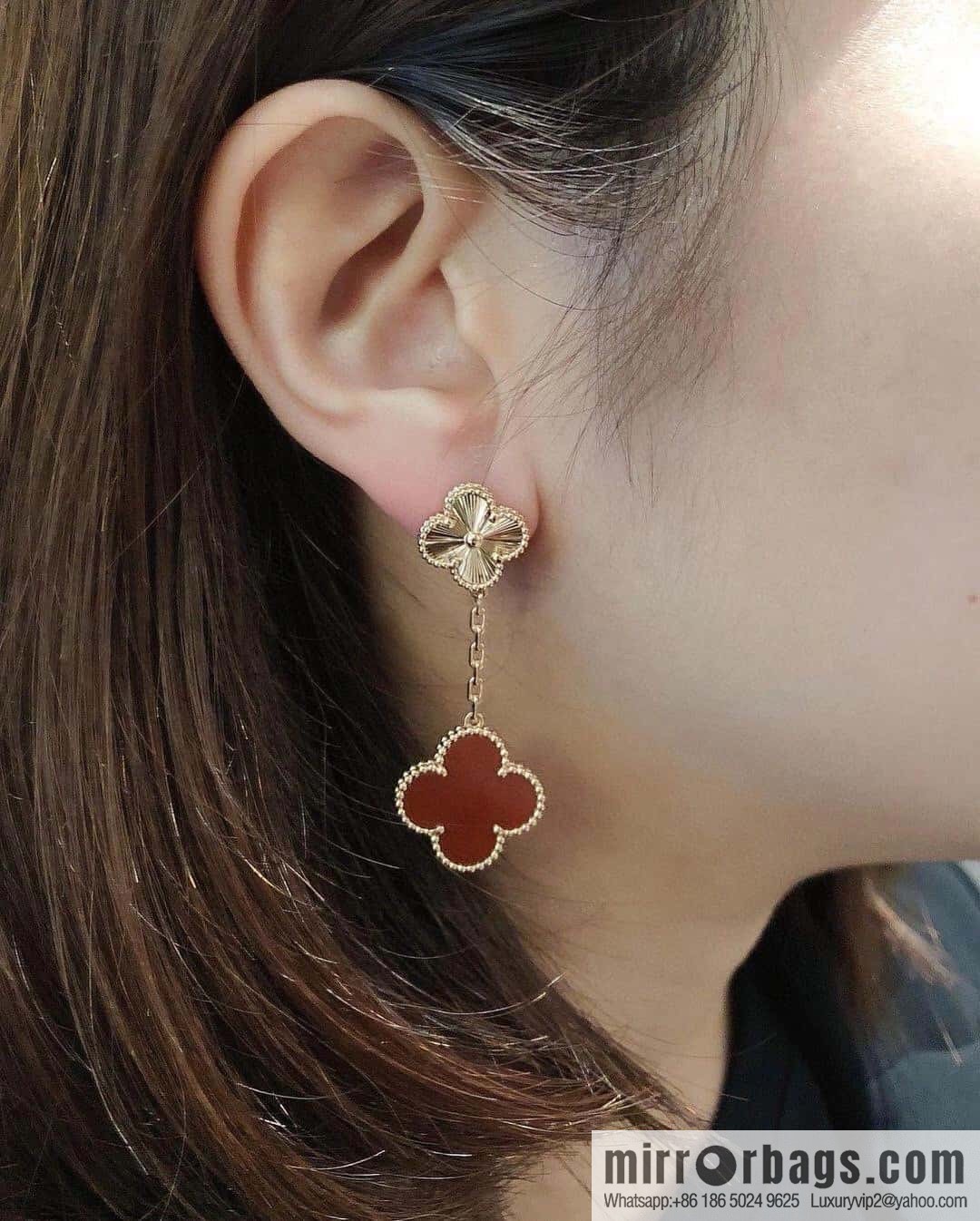 ❗️CNC version ❗️ ☀️ Van Cleef & Arpels agate laser engraved four-leaf clover earrings ☀