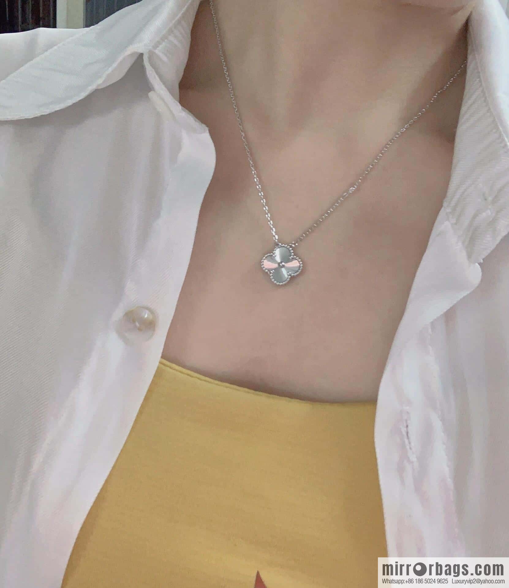 ❗️CNC Version ❗️ ☀️ Van Cleef & Arpels Laser Engraved Clover Necklace ☀