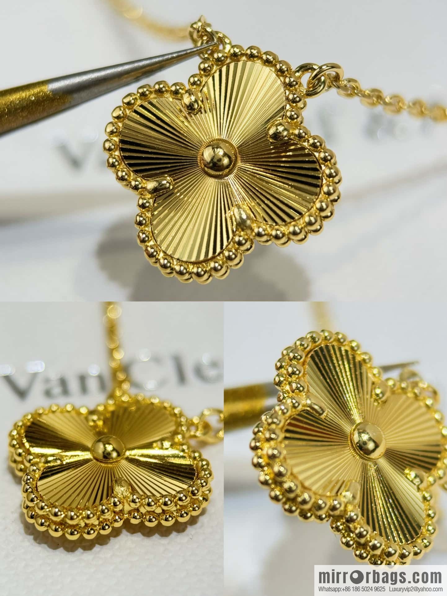 ❗️CNC Version ❗️ ☀️ Van Cleef & Arpels Laser Engraved Clover Necklace ☀