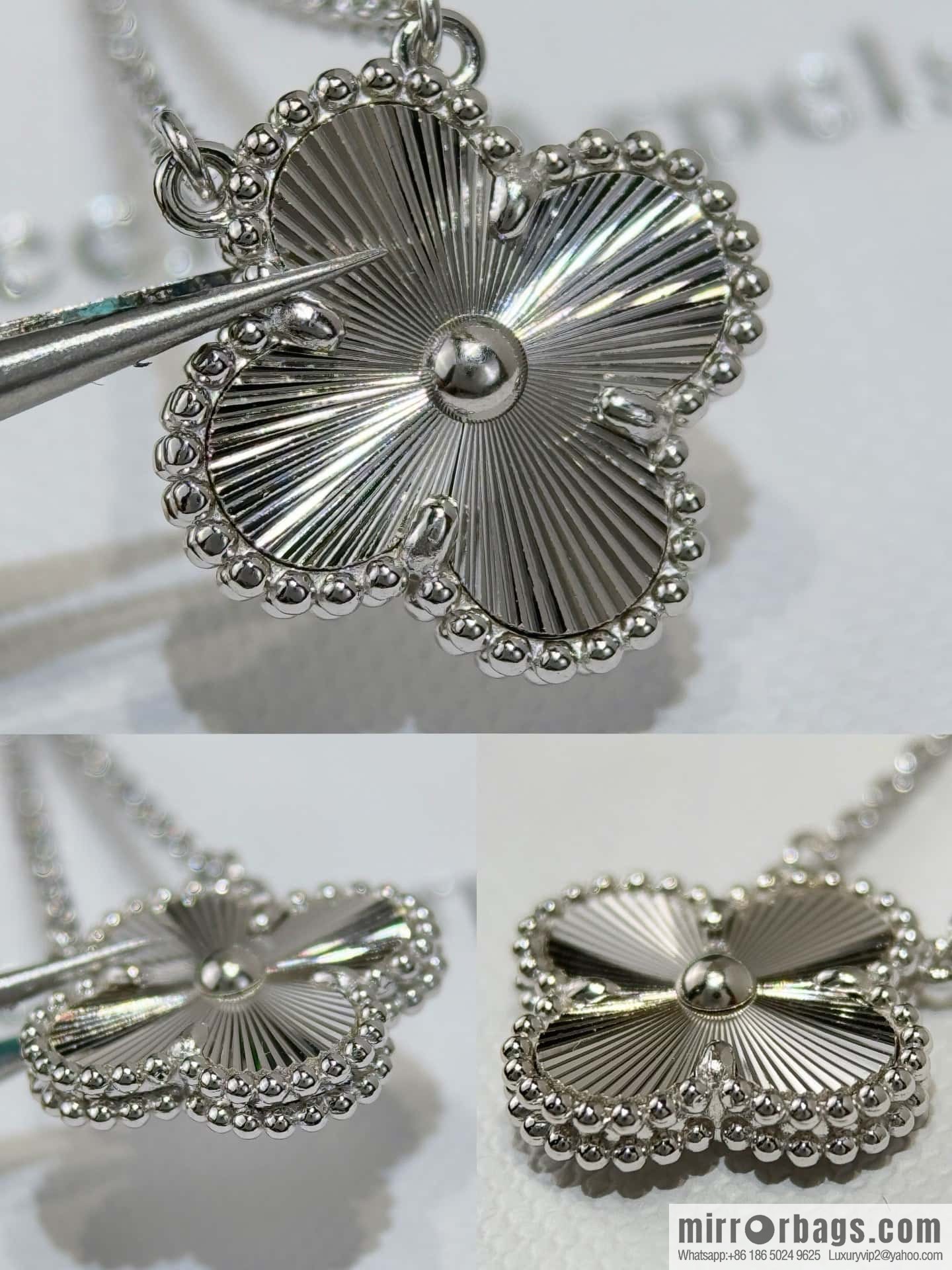 ❗️CNC Version ❗️ ☀️ Van Cleef & Arpels Laser Engraved Clover Necklace ☀