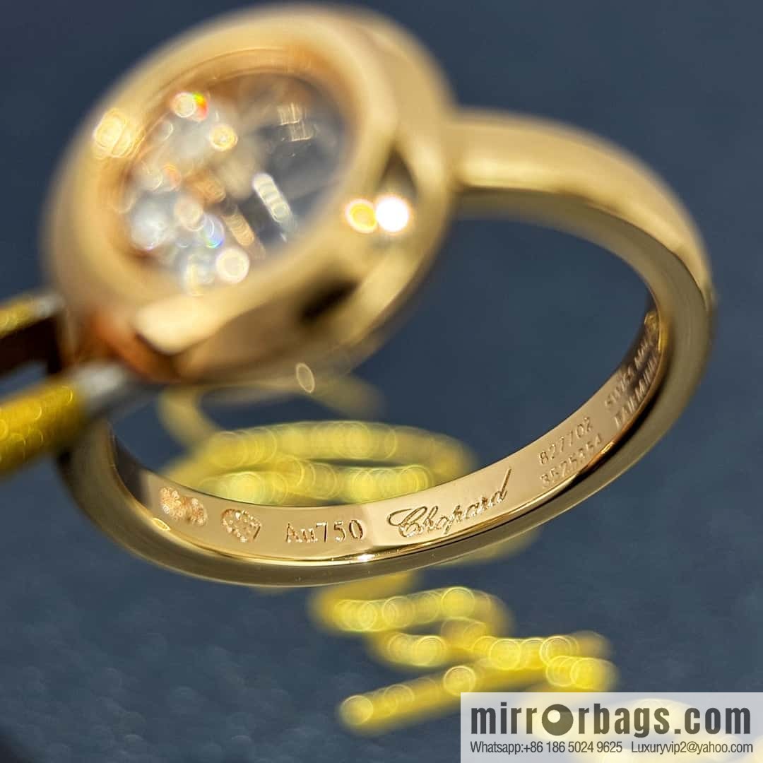 ❗️New ❗️ Chopard HAPPY DIAMONDS Glossy Round Three Diamond Ring