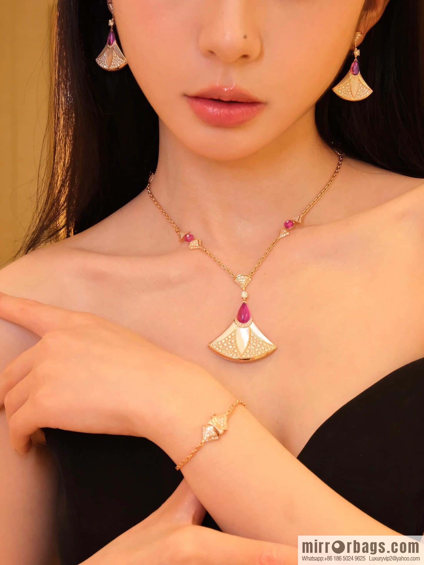❗️New ❗️ ☀️ original order ☀ BVLGARI DIVAS'DREAM Liu Yifei same fan necklace, stud earrings ☀️