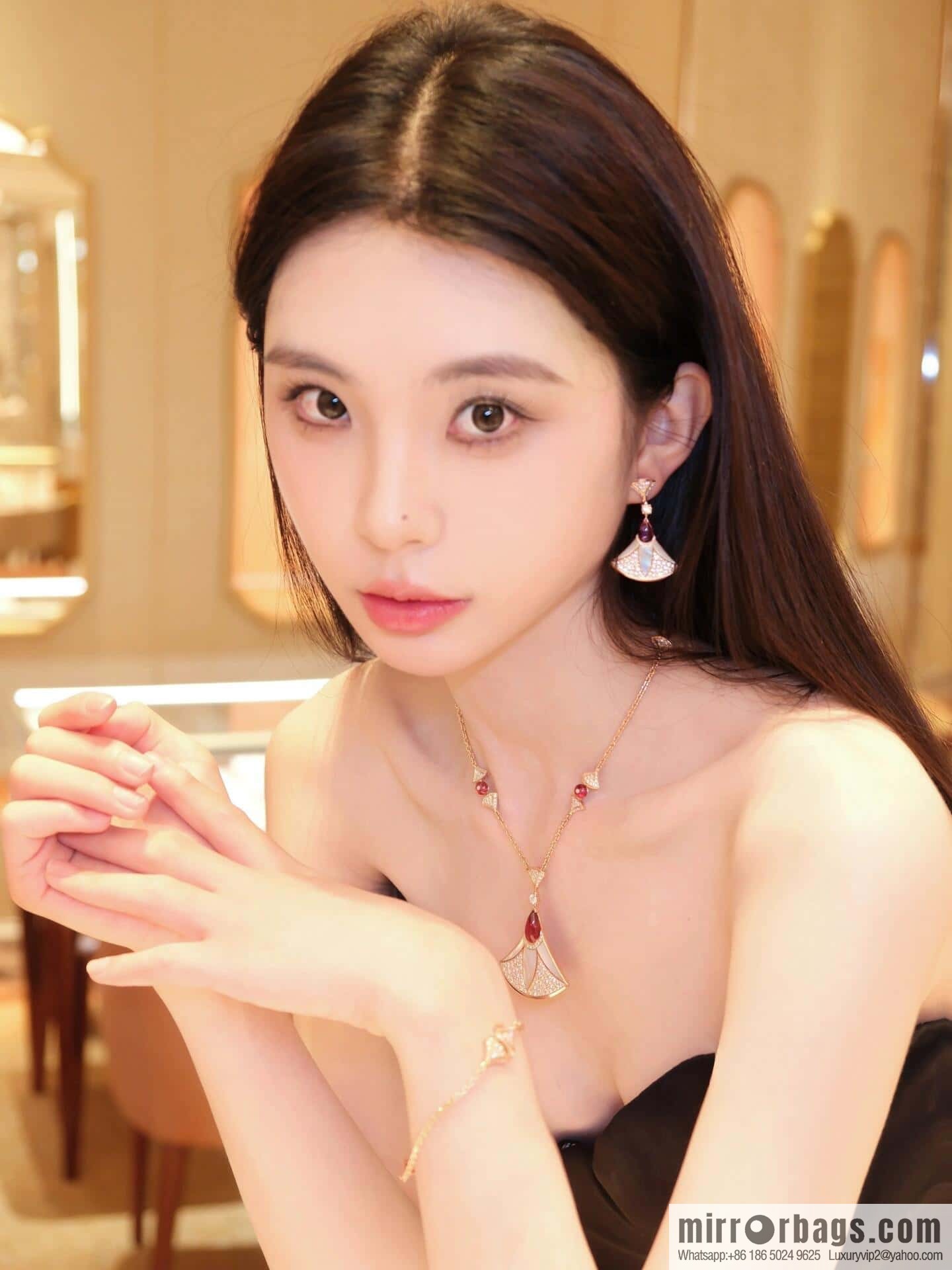 ❗️New ❗️ ☀️ original order ☀ BVLGARI DIVAS'DREAM Liu Yifei same fan necklace, stud earrings ☀️