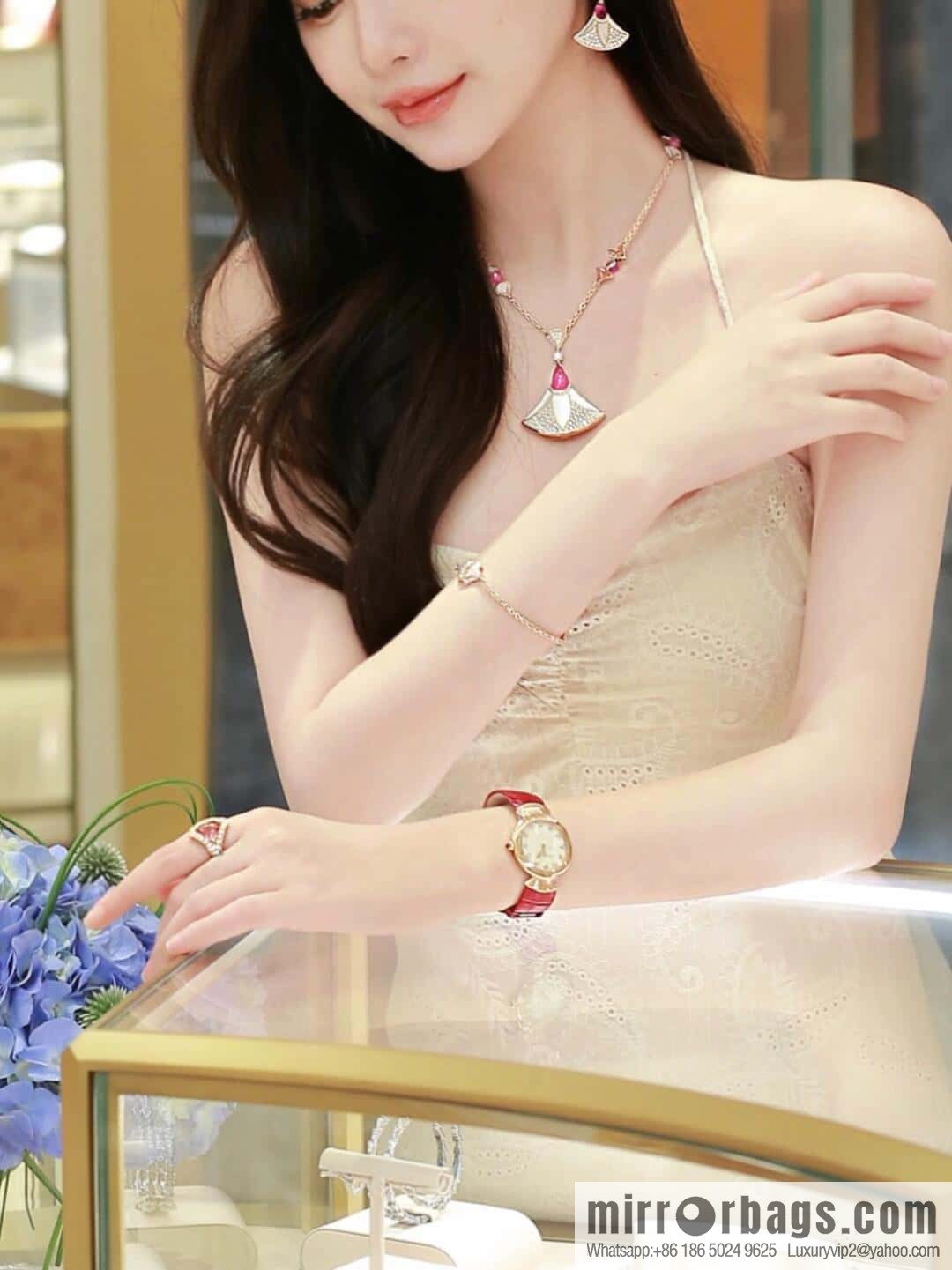 ❗️New ❗️ ☀️ original order ☀ BVLGARI DIVAS'DREAM Liu Yifei same fan necklace, stud earrings ☀️