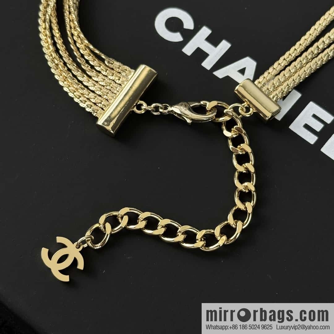 ❗️New ❗️☀️ New ☑️ Chanel Silver Gold Double C Multi-layer Snake Bone Chain Necklace ☀️