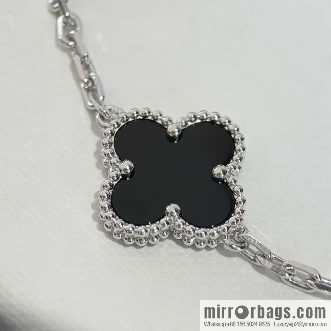 ❗️CNC version ❗️ ☀️ Van Cleef & Arpels spaced laser black agate four-leaf clover five-flower bracelet ☀