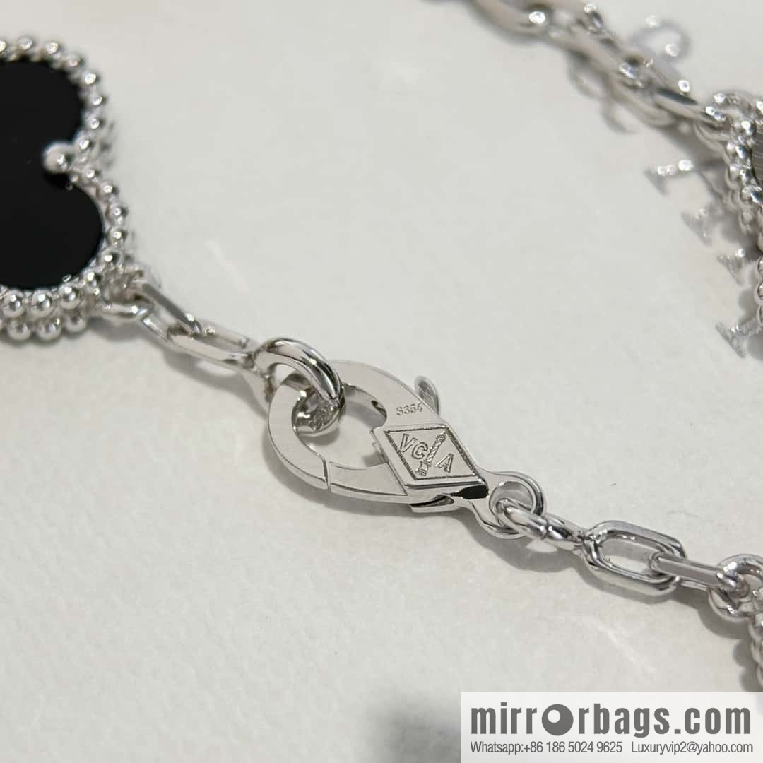❗️CNC version ❗️ ☀️ Van Cleef & Arpels spaced laser black agate four-leaf clover five-flower bracelet ☀