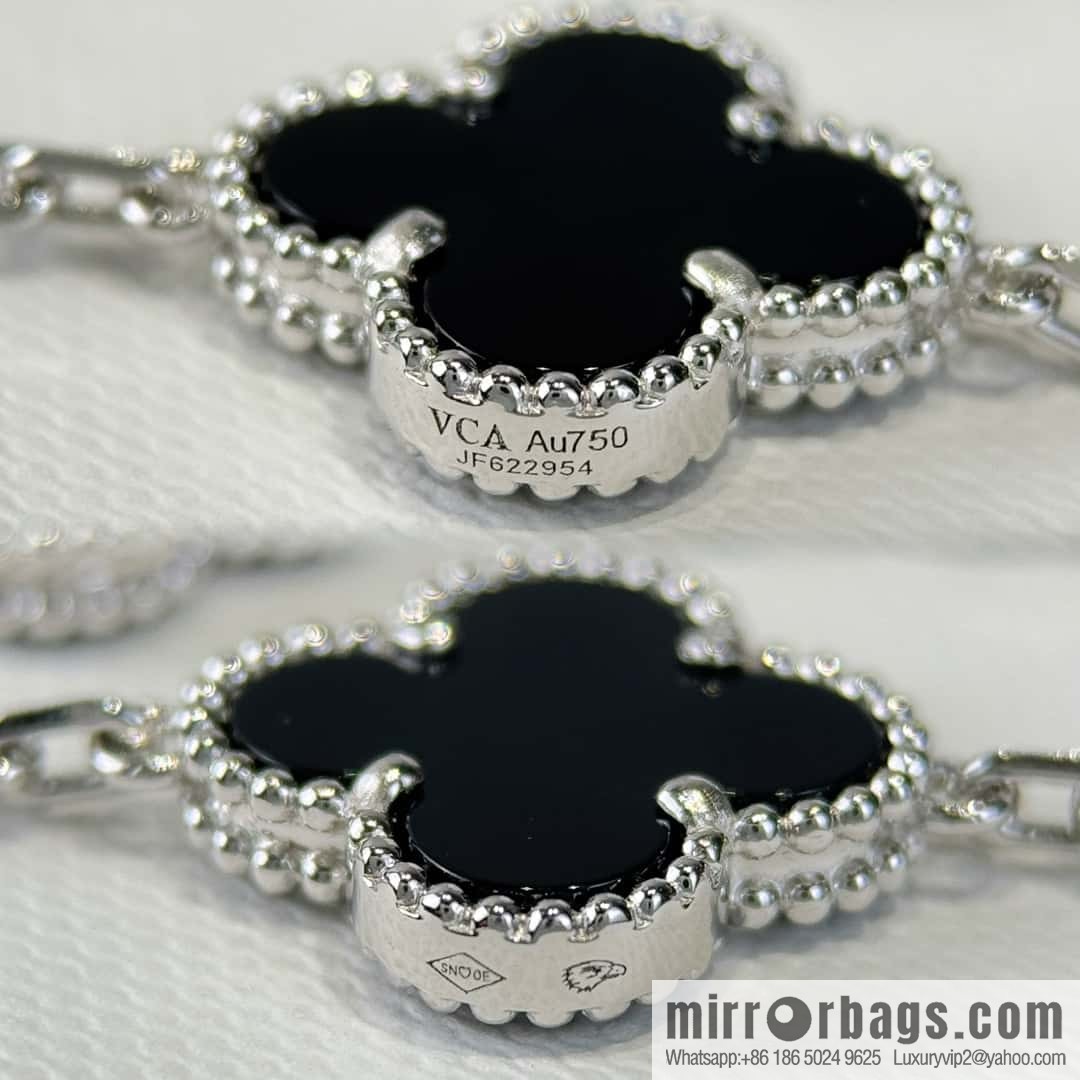 ❗️CNC version ❗️ ☀️ Van Cleef & Arpels spaced laser black agate four-leaf clover five-flower bracelet ☀