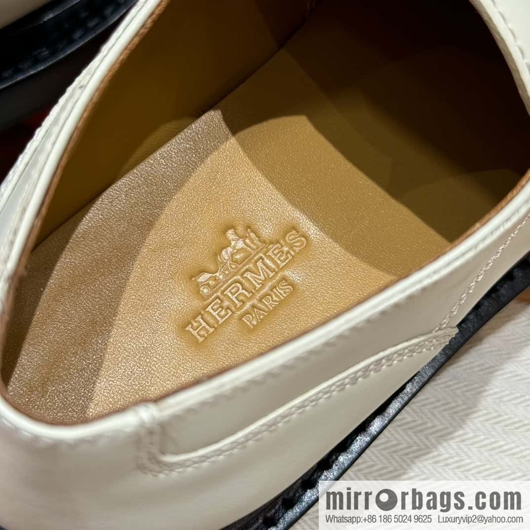 HERMES 252 First Platform Oxford Shoes, Clay Beige/Clay beige/Calfskin
