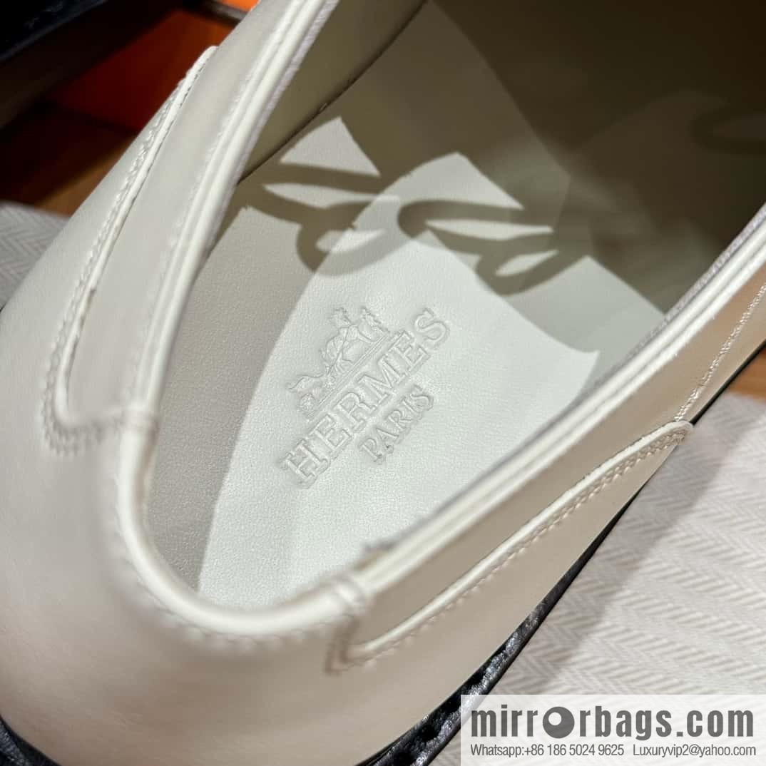 HERMES 252 First Platform Oxford Shoes, Clay Beige/Clay beige/Calfskin